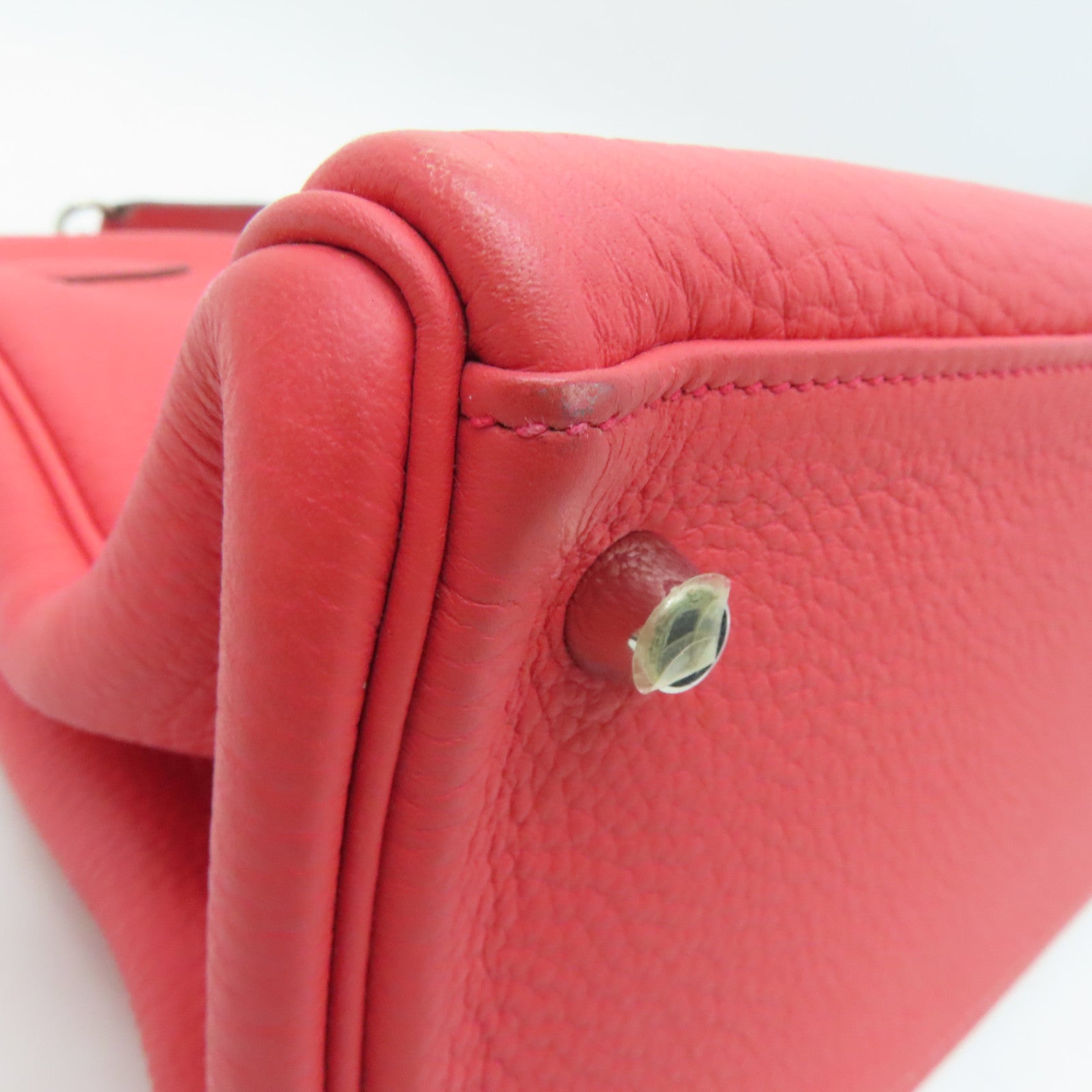 HERMES Clemence皮革Kelly 32银扣手挽肩背两用袋Rose Jaipur/蜜桃红