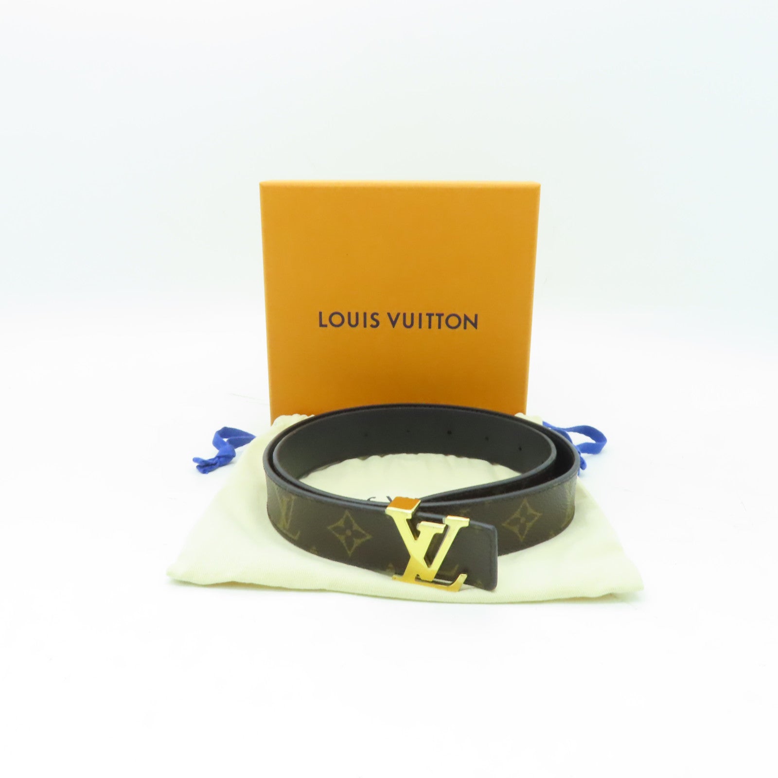 LOUIS VUITTON 【激減優惠】Monogram Belt 80cm金扣皮帶棕色