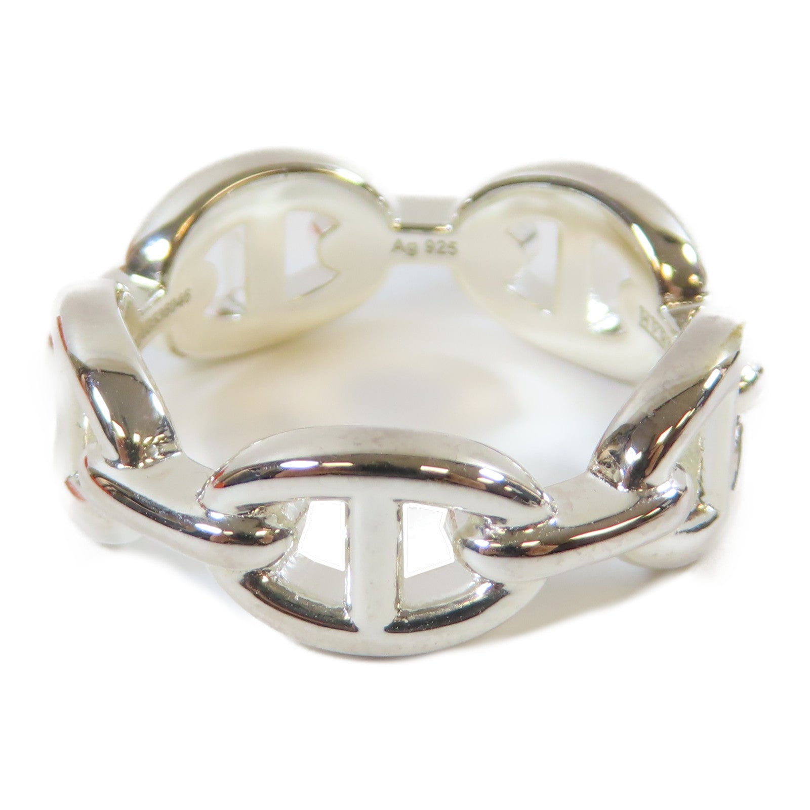 HERMES 925純銀Chaine D'ancre Enchainee #55戒指銀色US#7