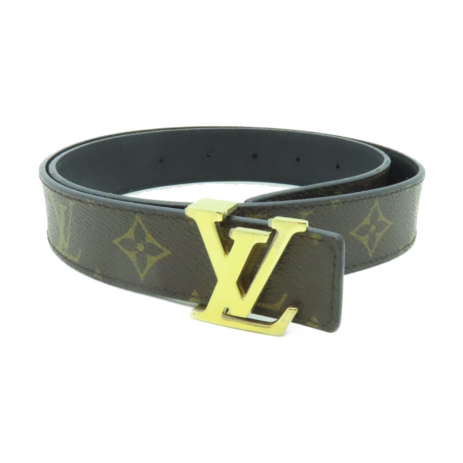 LOUIS VUITTON 【激減優惠】Monogram Belt 80cm金扣皮帶棕色