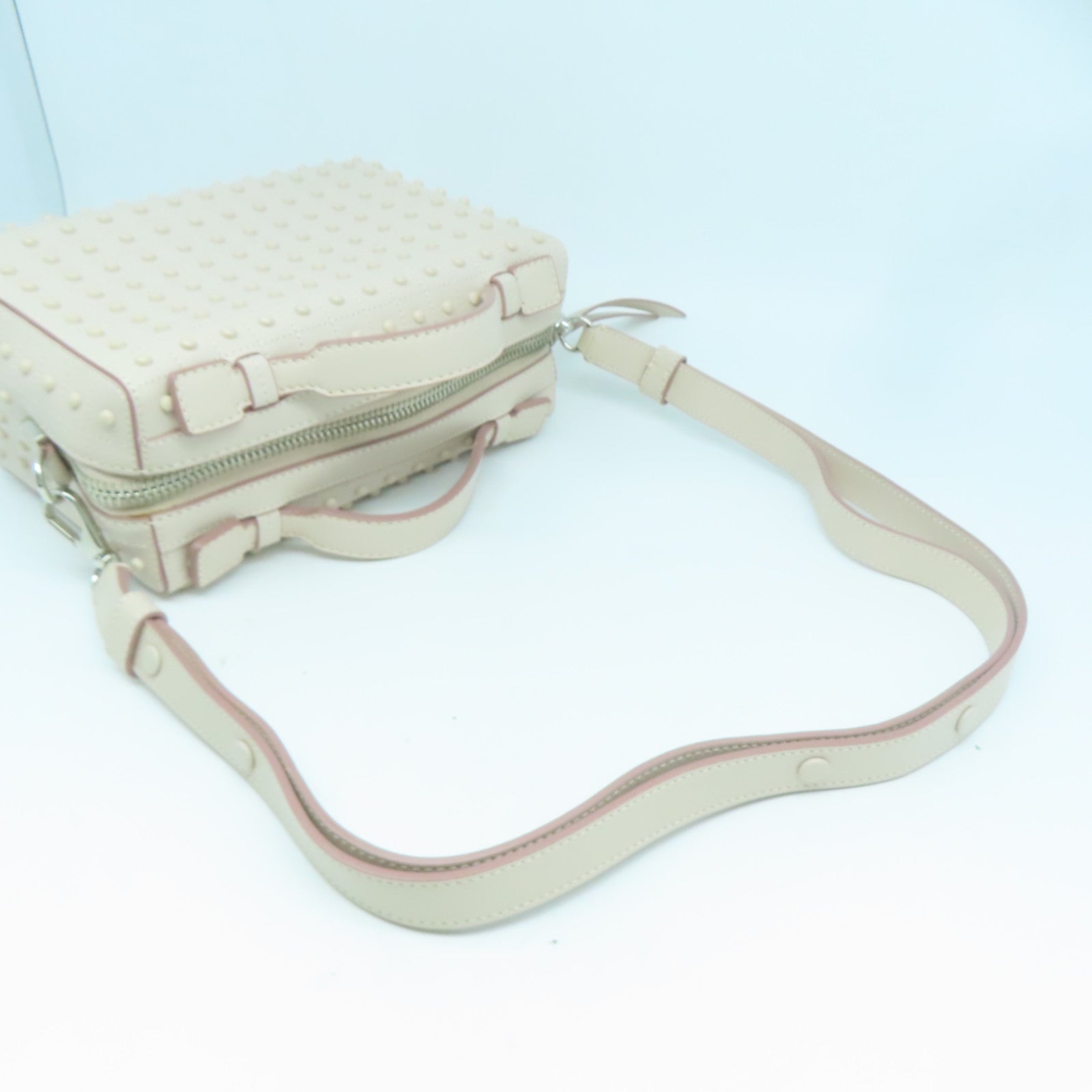 TOD’S 牛皮皮革Shoulder Bag銀扣手挽肩背兩用袋粉紅色