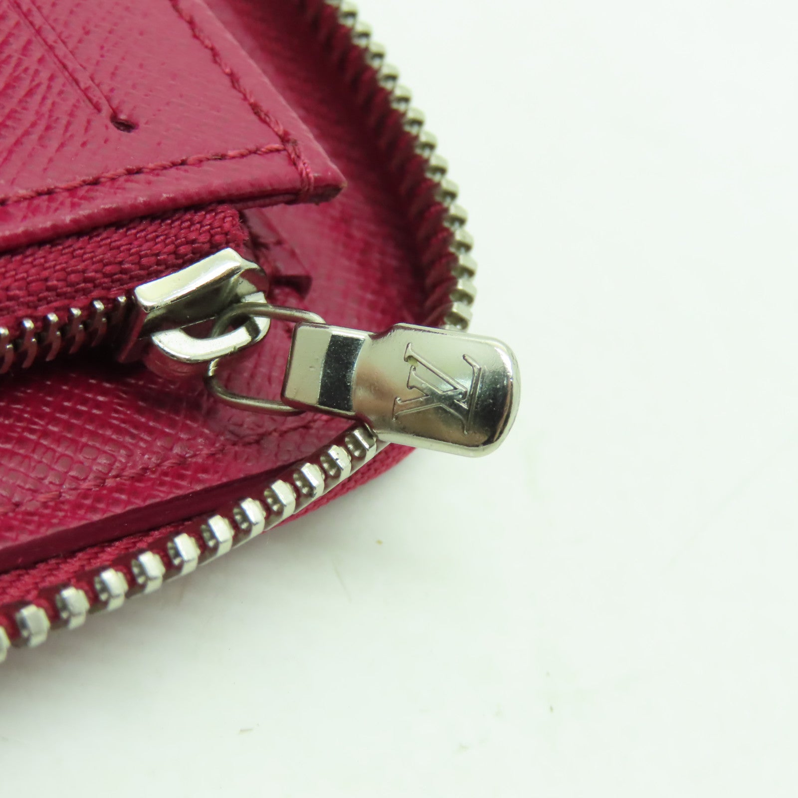 LOUIS VUITTON Epi Zipper Compact Wallet銀扣長錢包紅色