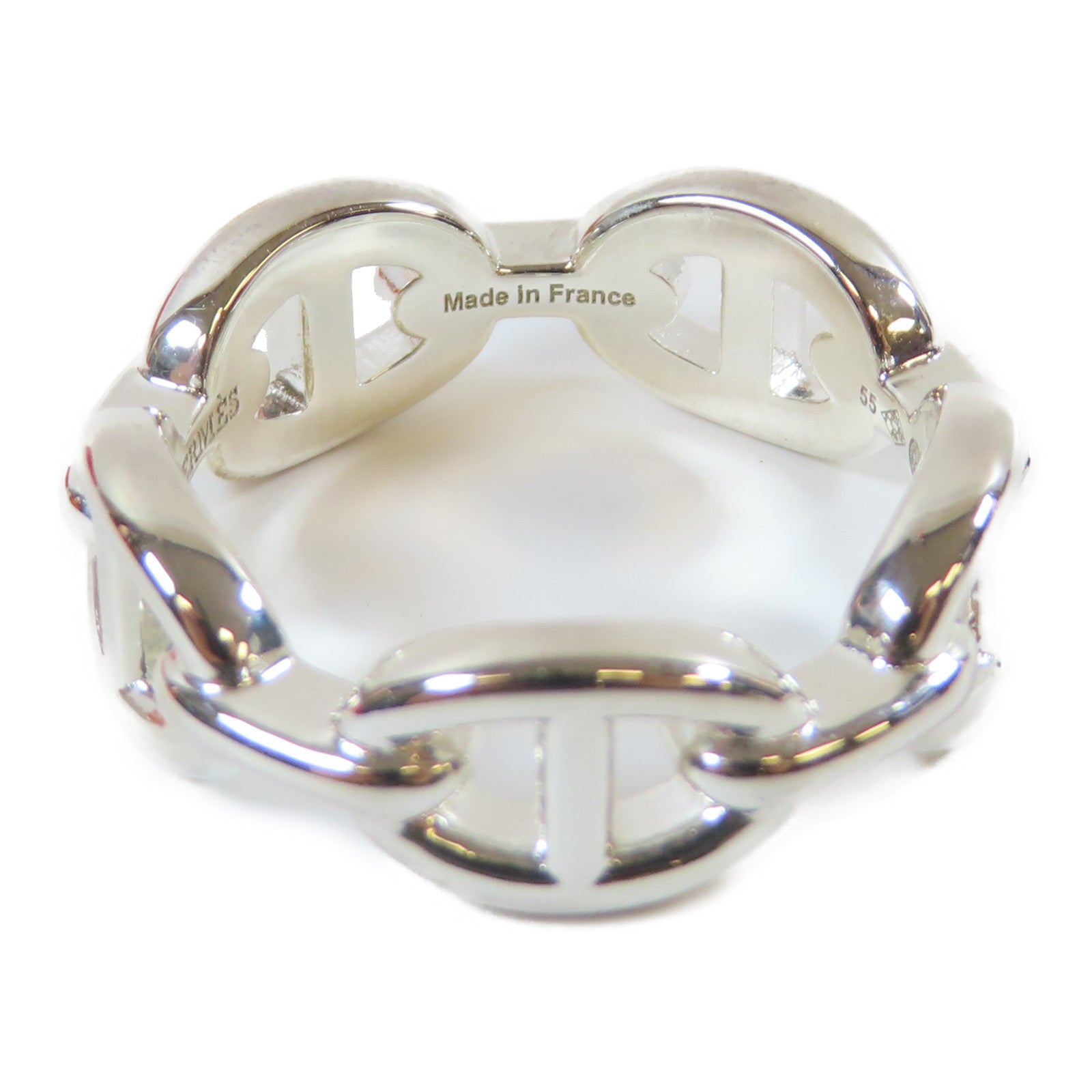 HERMES 925純銀Chaine D'ancre Enchainee #55戒指銀色US#7
