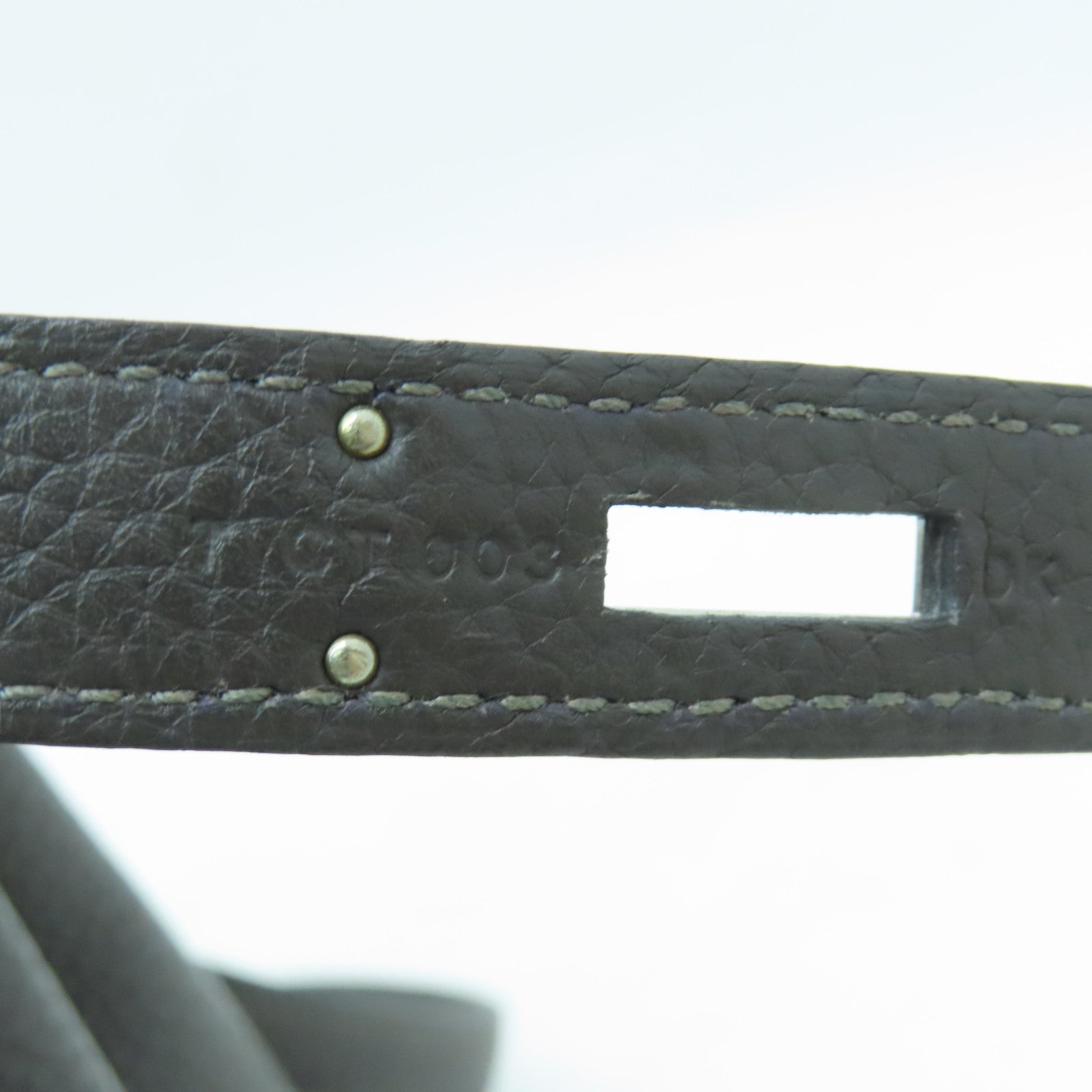 HERMES Clemence皮革Kelly 32银扣手挽袋灰色