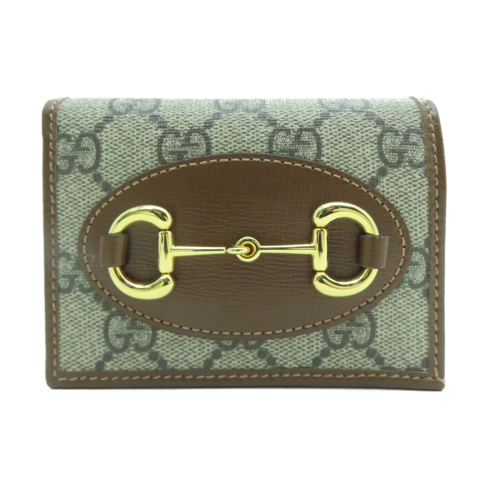 GUCCI 塗層皮革Horsebit 1955 Card Case金扣卡片套/錢包啡色