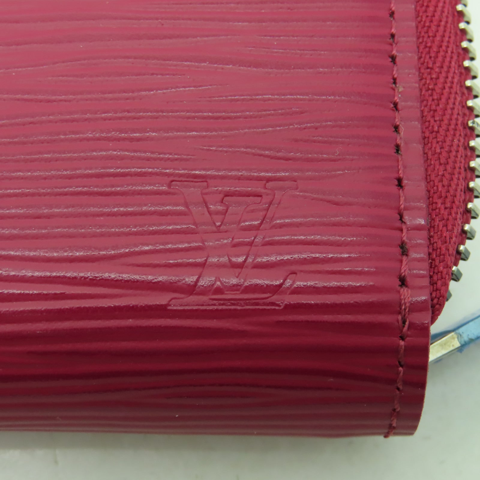 LOUIS VUITTON Epi Zipper Compact Wallet銀扣長錢包紅色