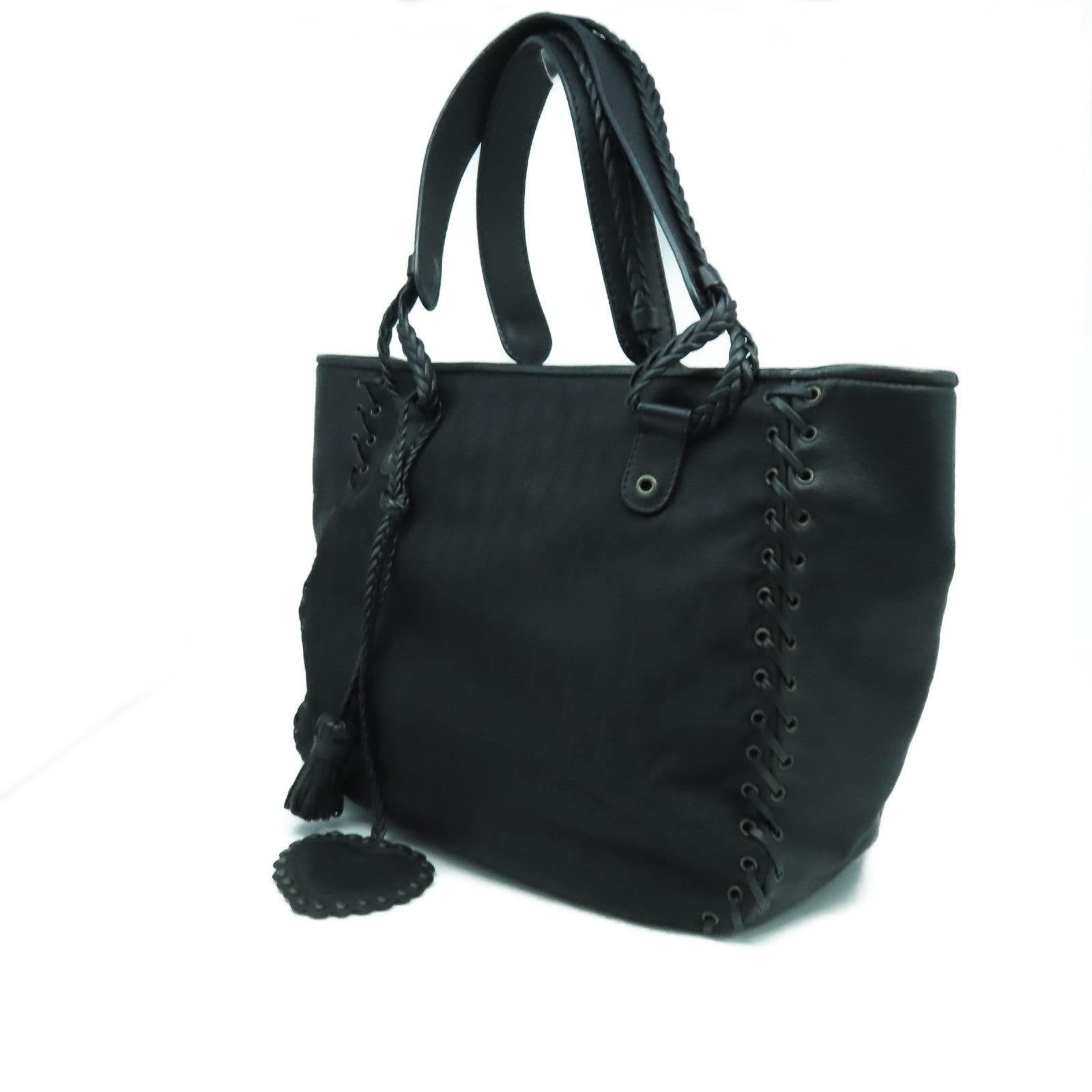 Dior 塗層帆布/皮革Tote Bag銀扣肩背袋黑色