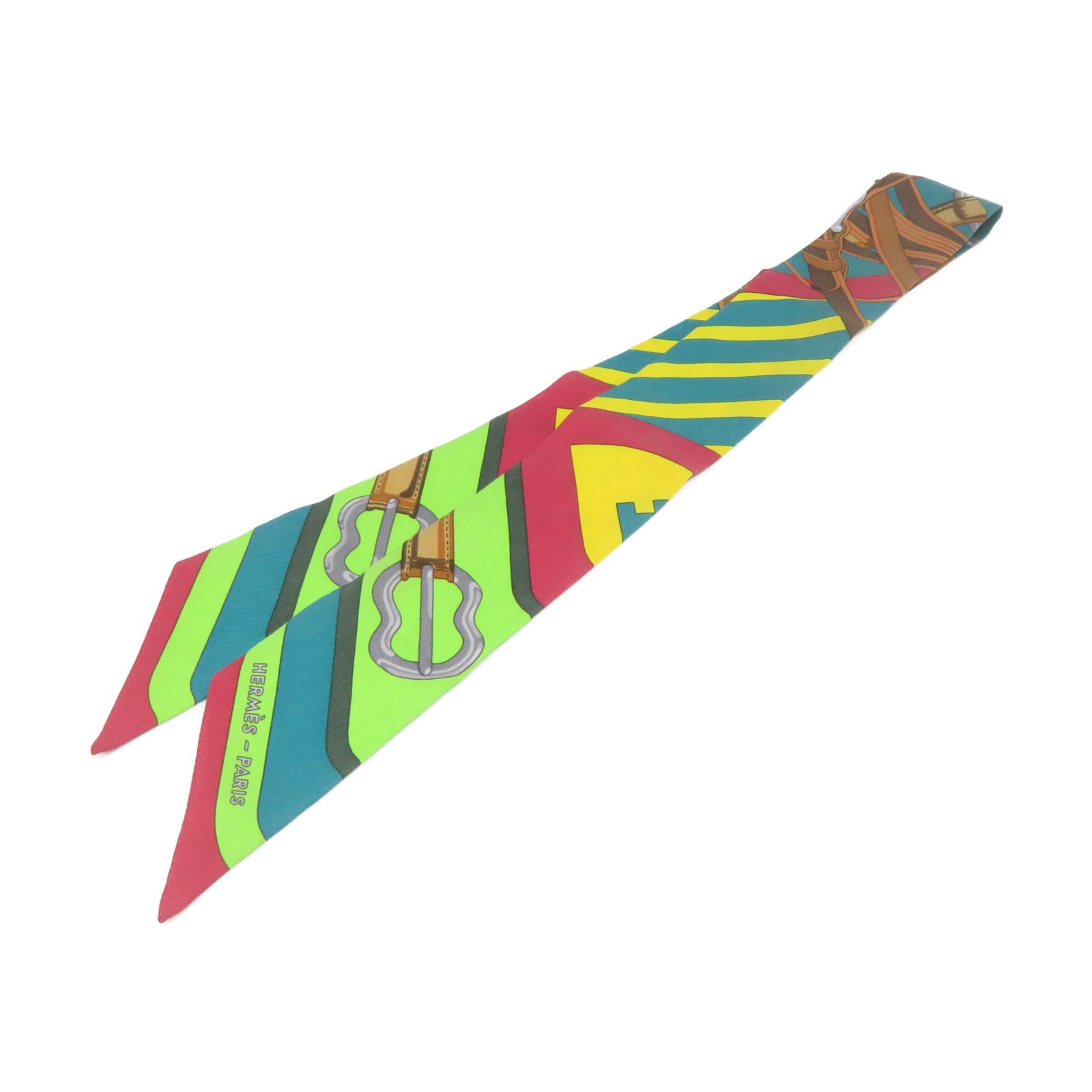 HERMES 絲質Twilly Scarf絲巾彩色