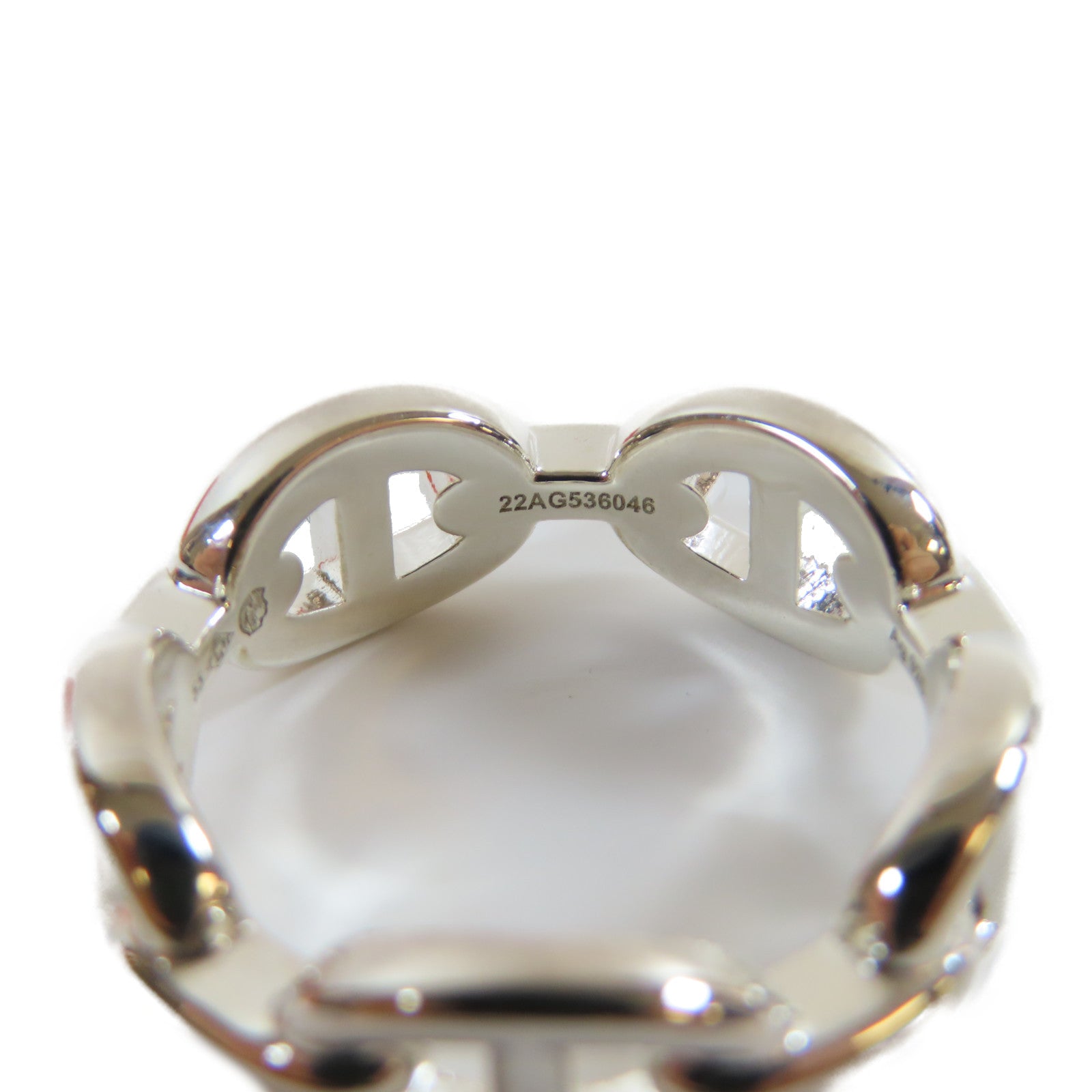 HERMES 925純銀Chaine D'ancre Enchainee #55戒指銀色US#7