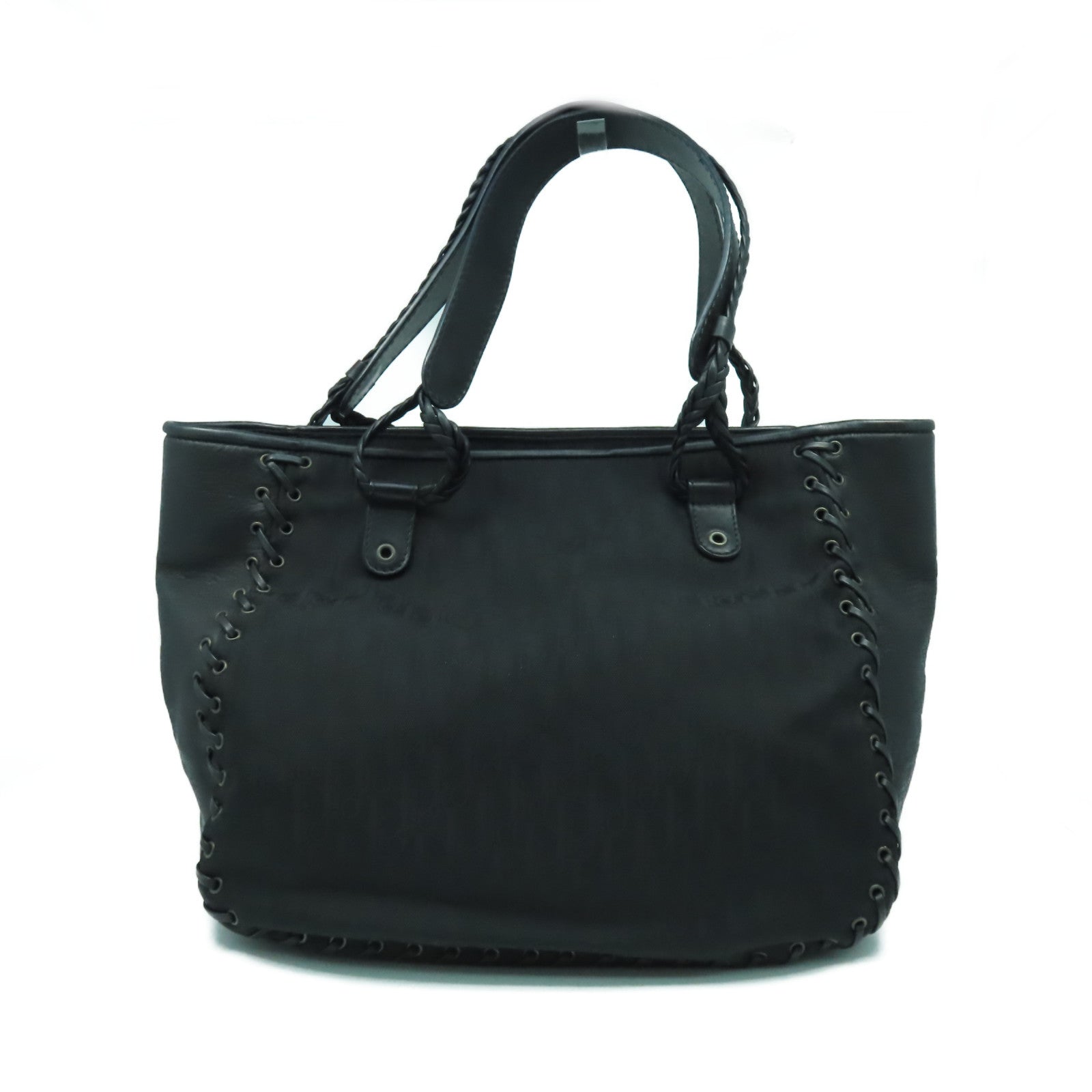 Dior 塗層帆布/皮革Tote Bag銀扣肩背袋黑色