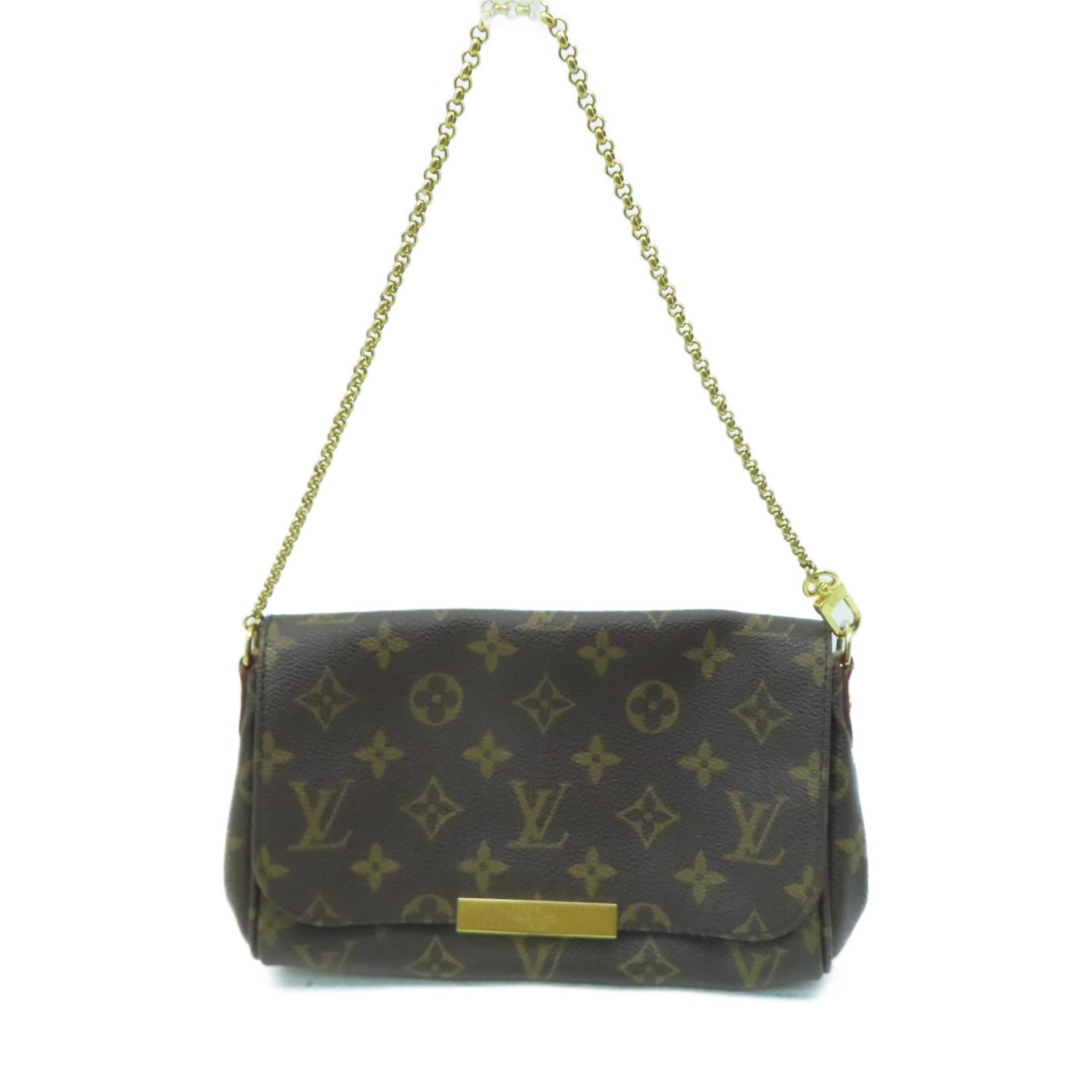 LOUIS VUITTON Monogram Favorite MM金扣鏈帶肩背袋啡色