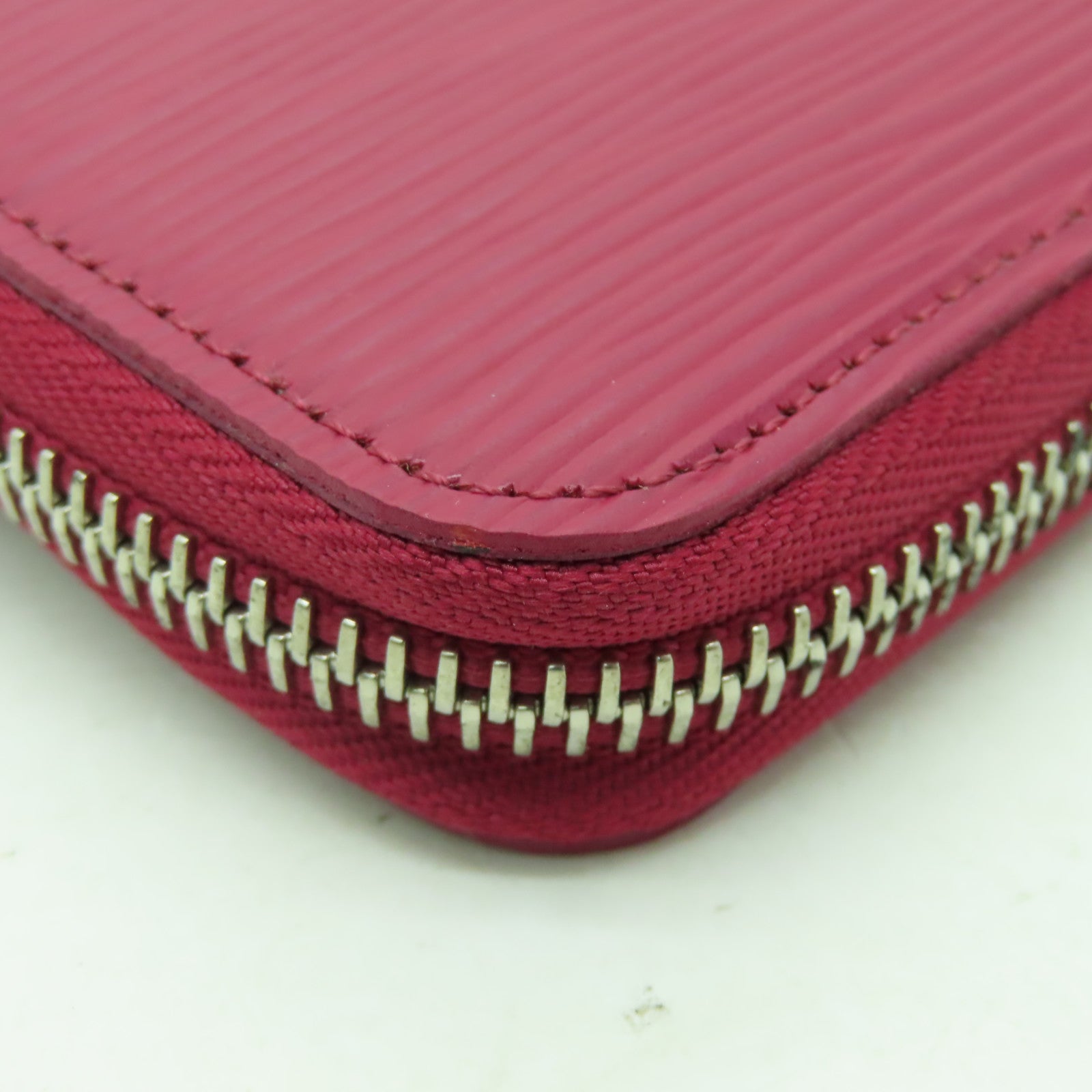 LOUIS VUITTON Epi Zipper Compact Wallet銀扣長錢包紅色