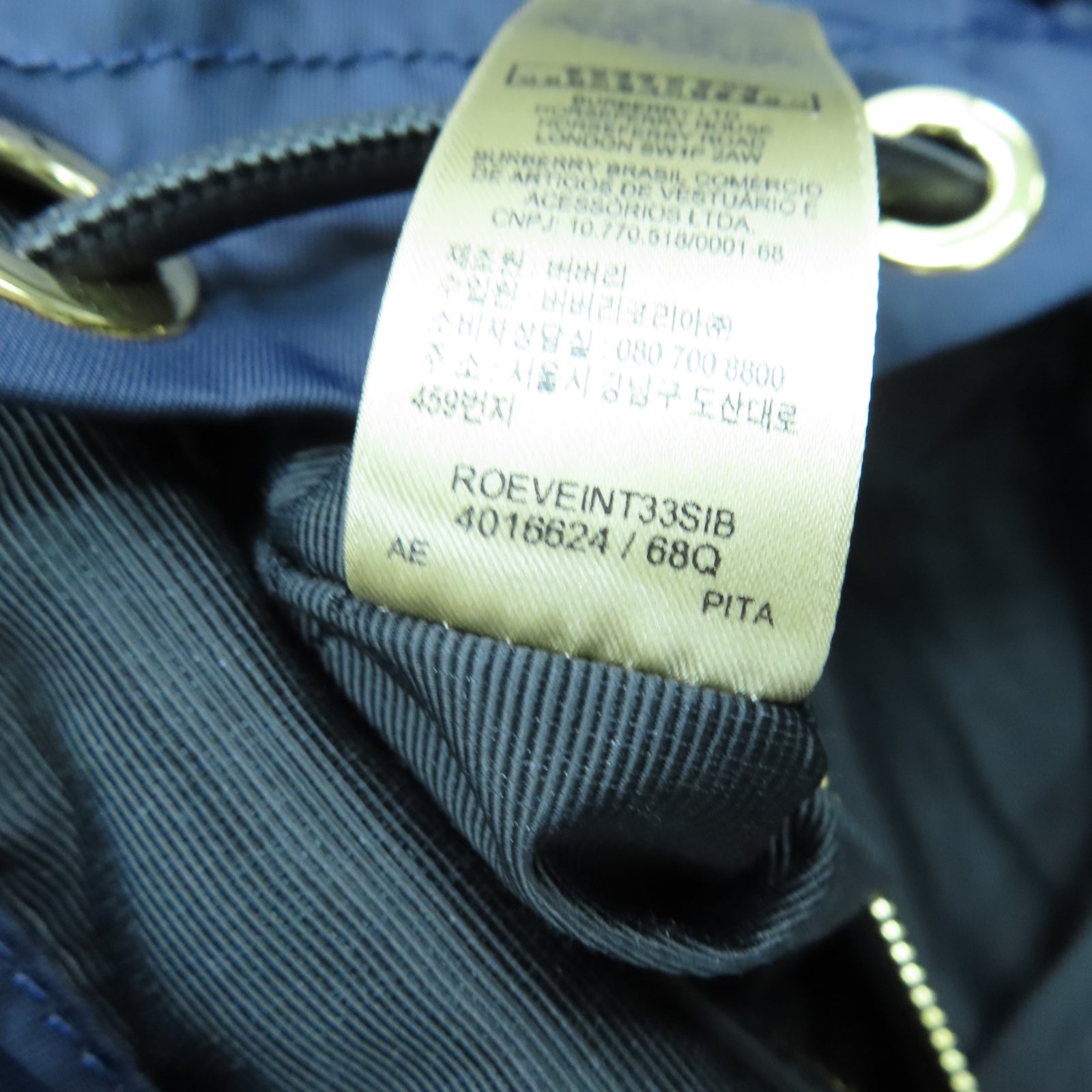 BURBERRY nylon Backpack gold buckle backpack blue