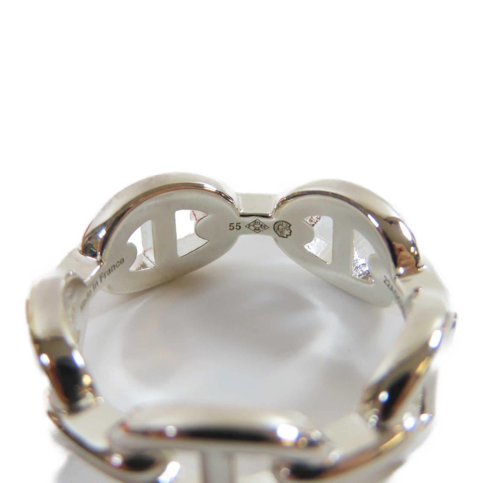 HERMES 925純銀Chaine D'ancre Enchainee #55戒指銀色US#7