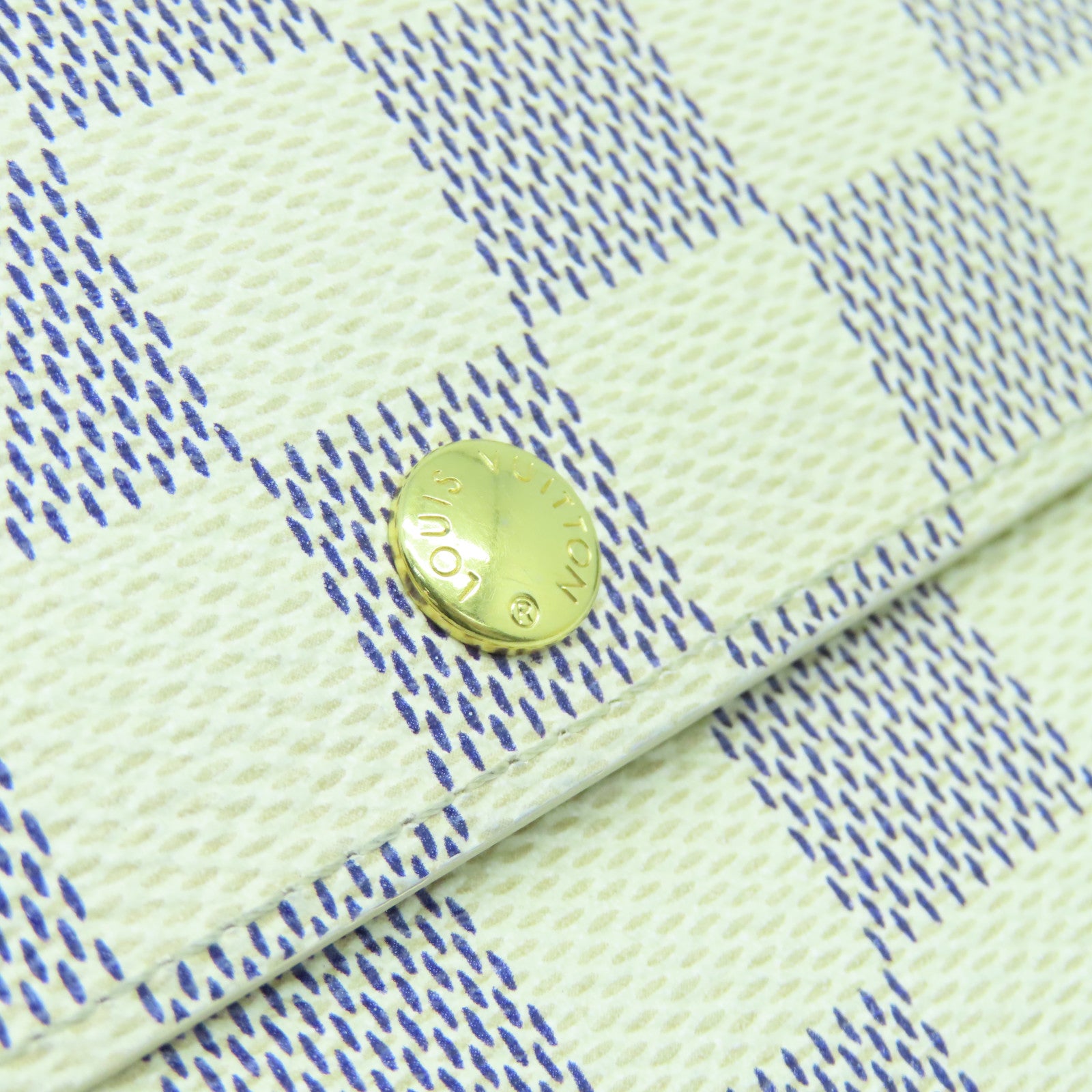 LOUIS VUITTON Damier Azur Sarah Wallet金扣长钱包米白色
