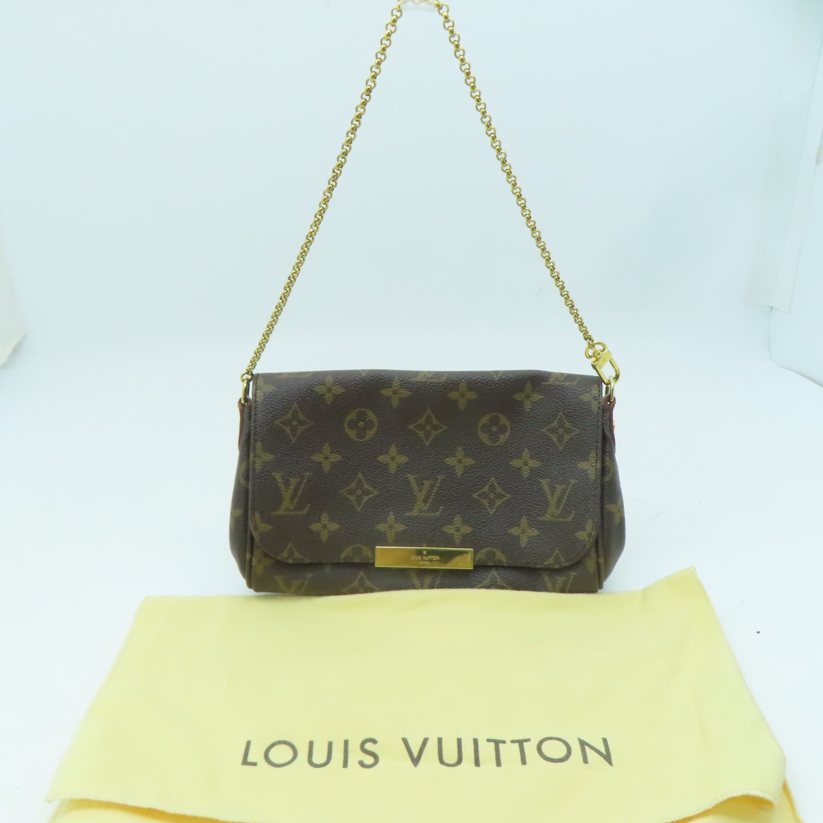 LOUIS VUITTON Monogram Favorite MM金扣鏈帶肩背袋啡色