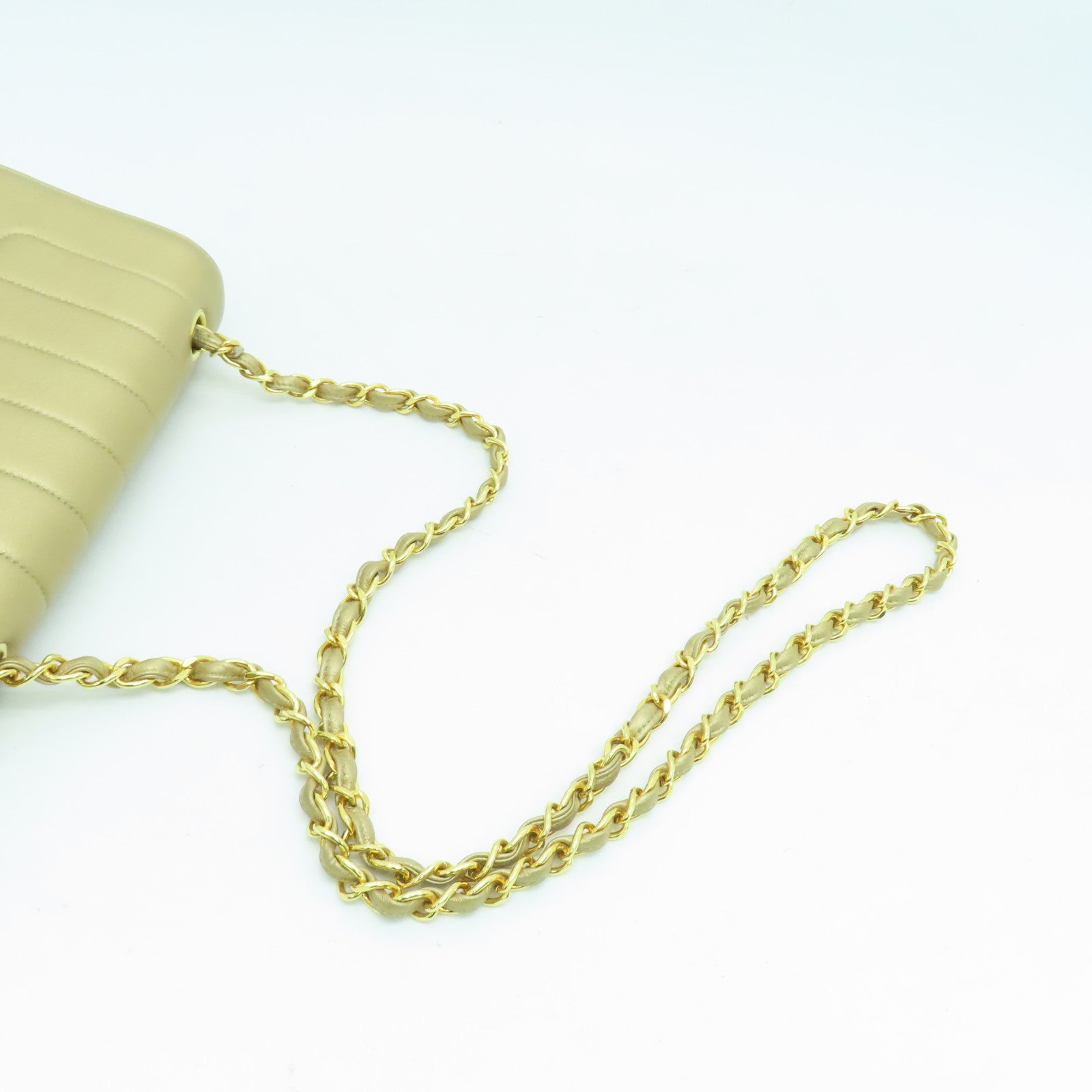 CHANEL 羊皮皮革Chain Shoulder链带肩背袋金扣金色
