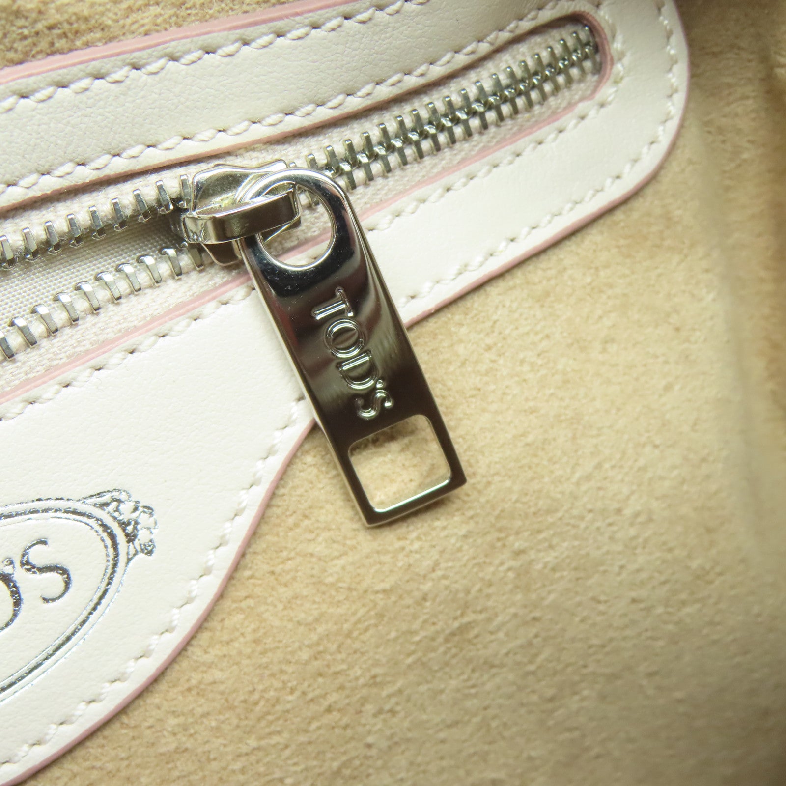 TOD’S 牛皮皮革Shoulder Bag銀扣手挽肩背兩用袋粉紅色