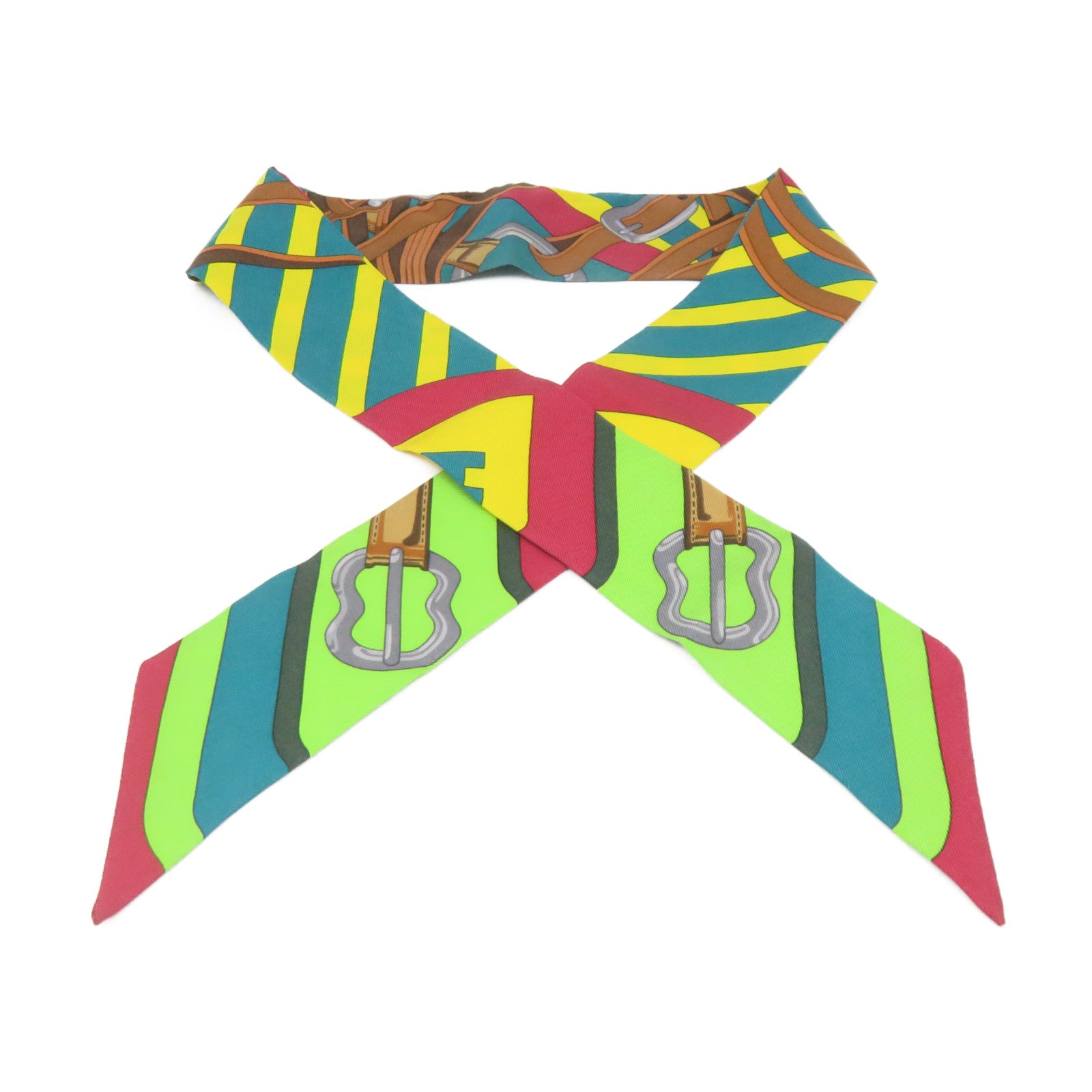 HERMES 絲質Twilly Scarf絲巾彩色