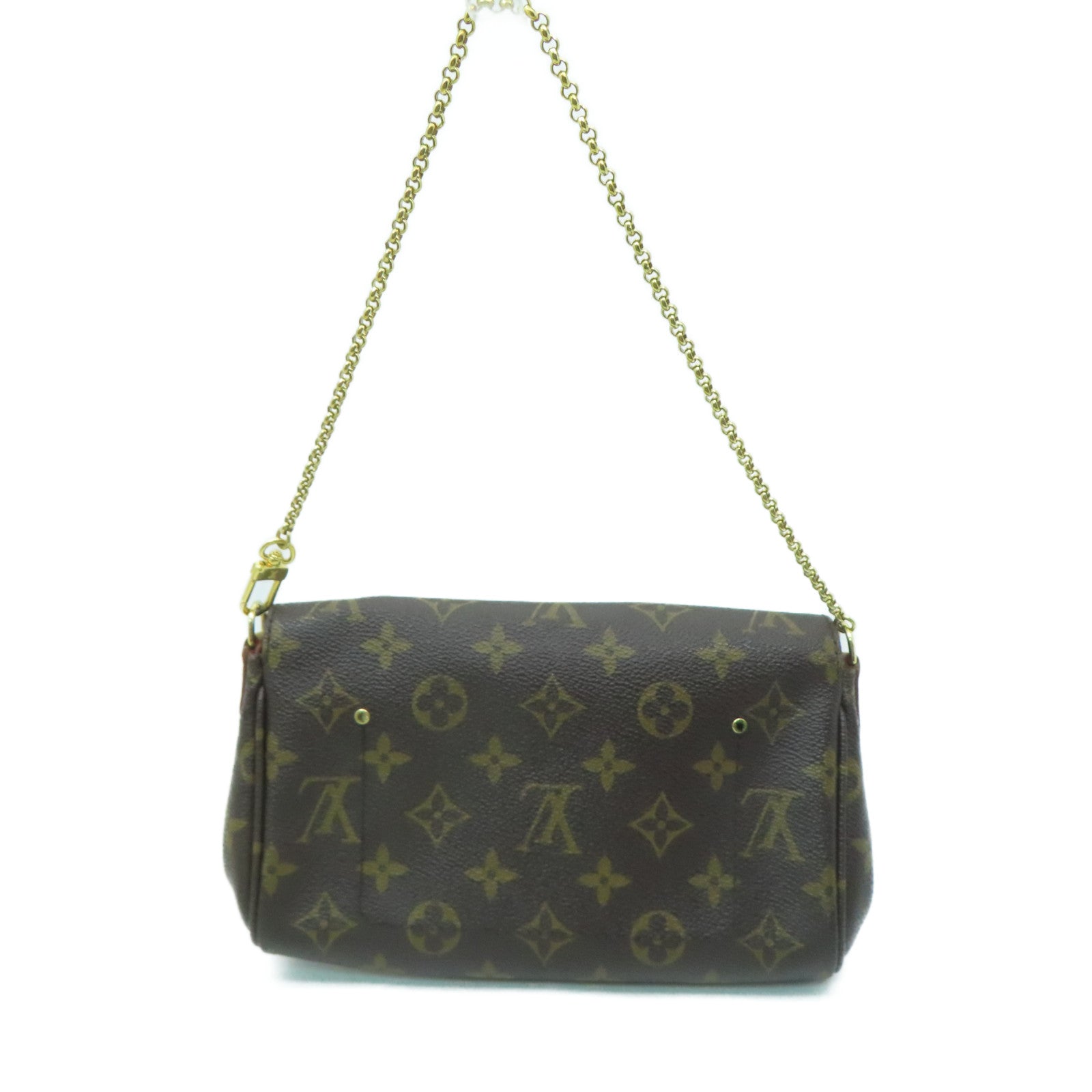 LOUIS VUITTON Monogram Favorite MM金扣鏈帶肩背袋啡色