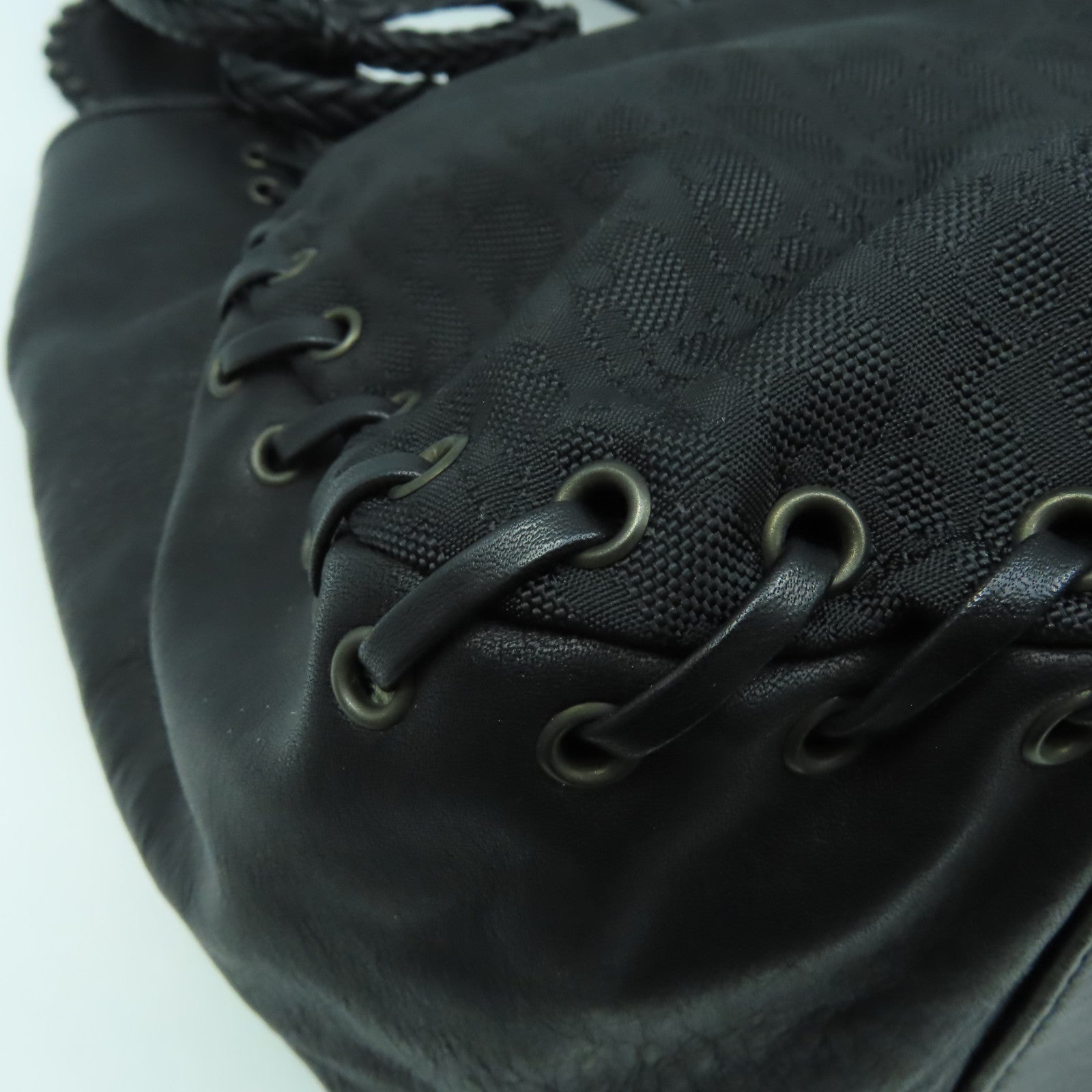 Dior 塗層帆布/皮革Tote Bag銀扣肩背袋黑色