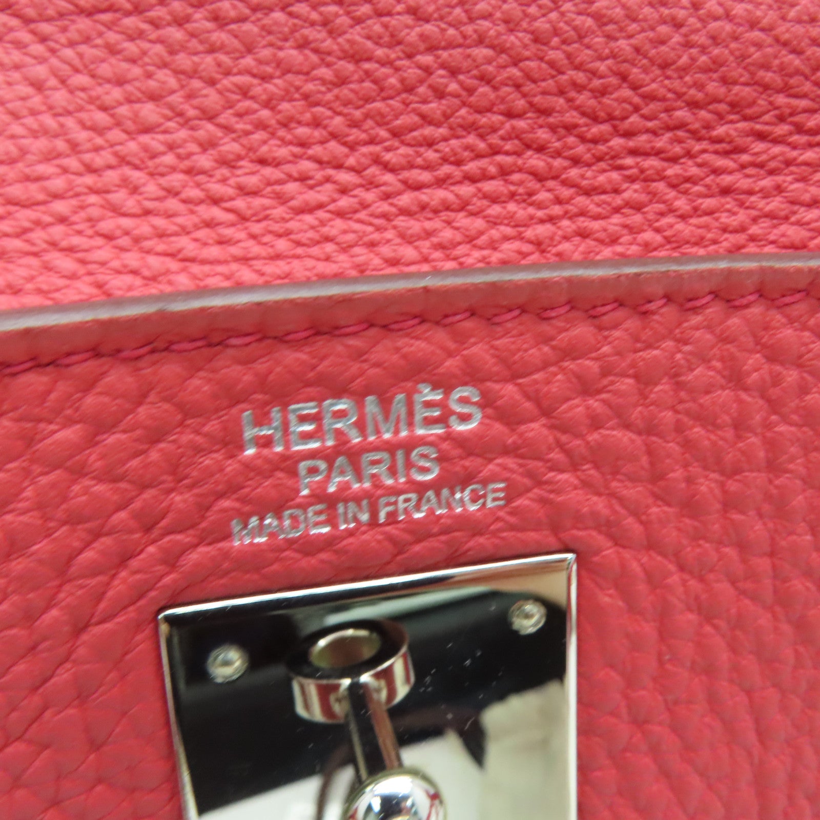 HERMES Clemence皮革Kelly 32银扣手挽肩背两用袋Rose Jaipur/蜜桃红