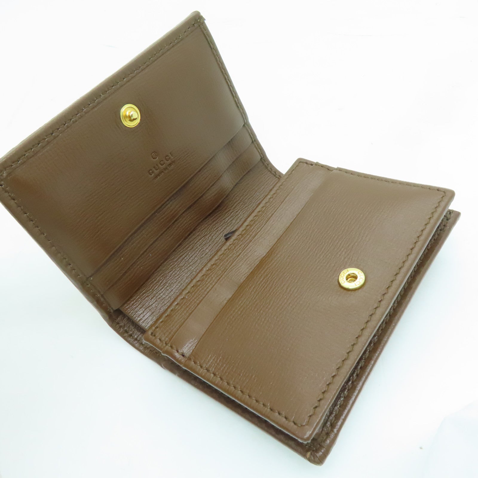 GUCCI 塗層皮革Horsebit 1955 Card Case金扣卡片套/錢包啡色