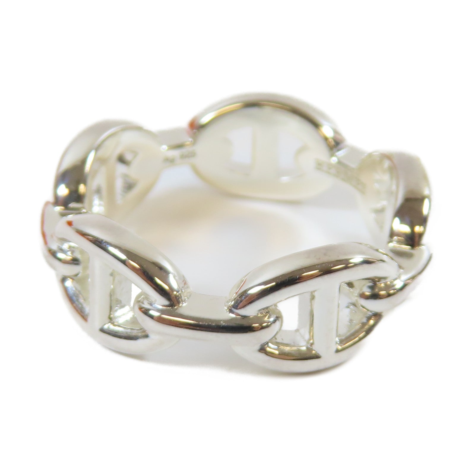 HERMES 925純銀Chaine D'ancre Enchainee #55戒指銀色US#7