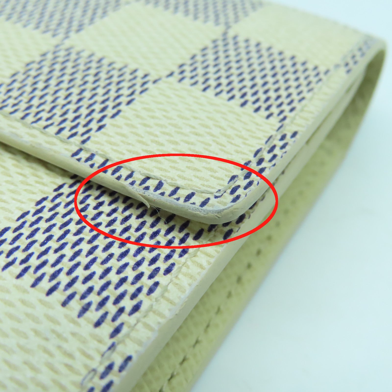 LOUIS VUITTON Damier Azur Sarah Wallet金扣长钱包米白色