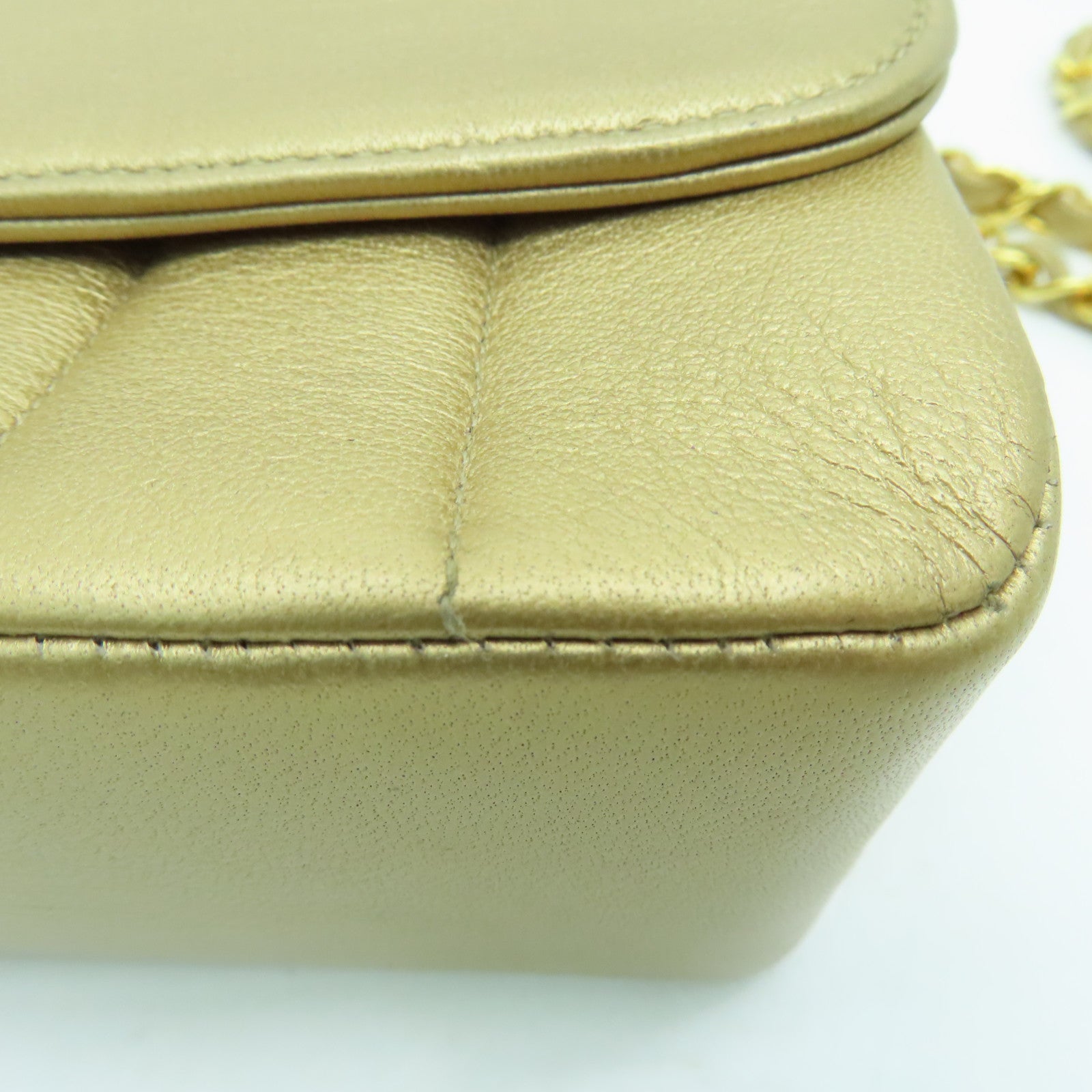 CHANEL 羊皮皮革Chain Shoulder链带肩背袋金扣金色