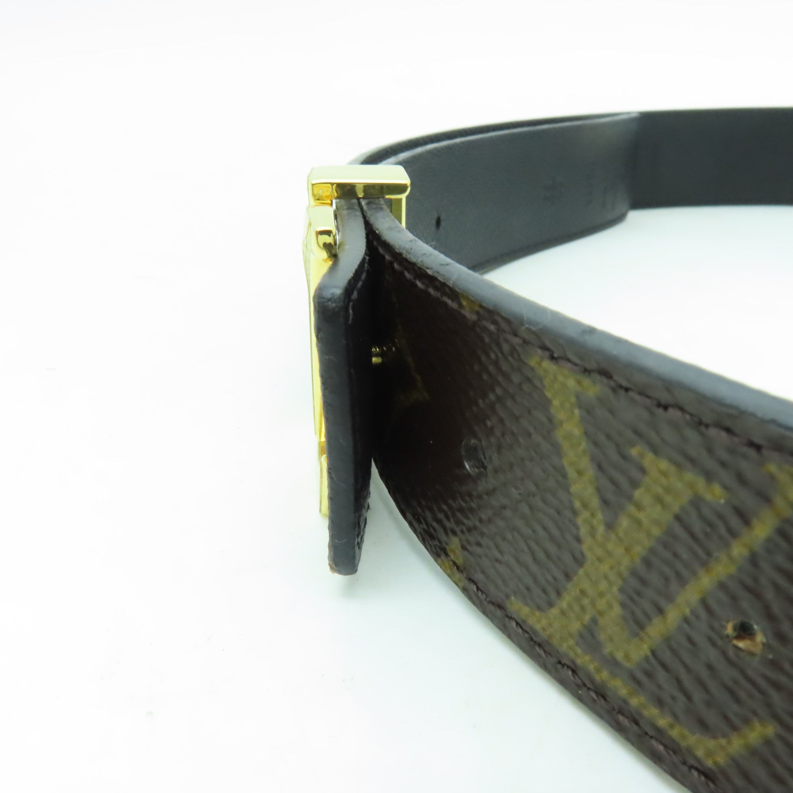 LOUIS VUITTON 【激減優惠】Monogram Belt 80cm金扣皮帶棕色