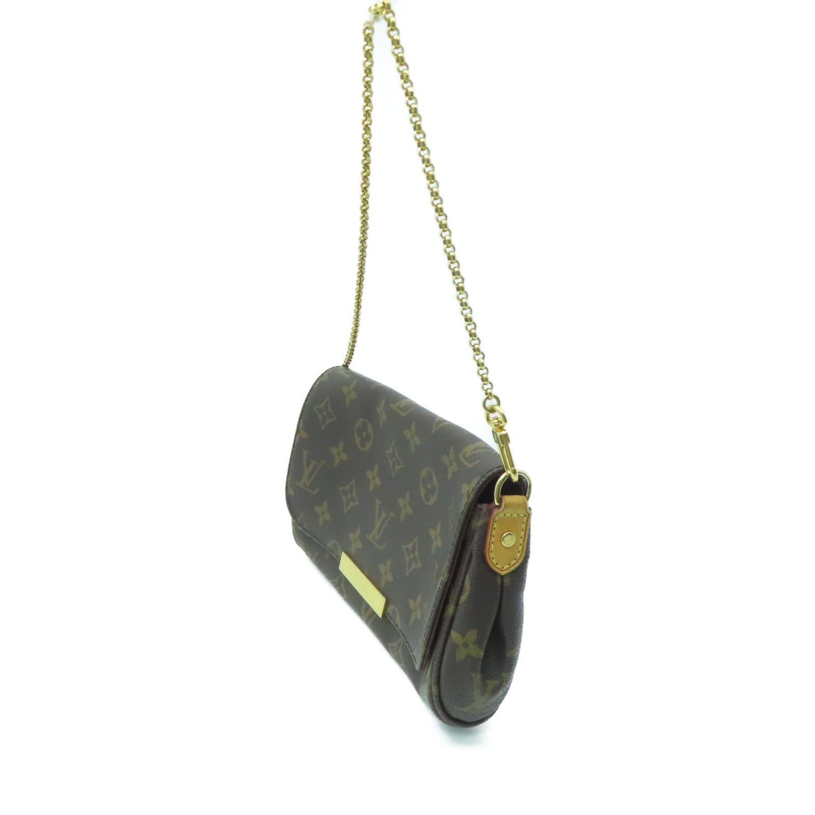 LOUIS VUITTON Monogram Favorite MM金扣鏈帶肩背袋啡色