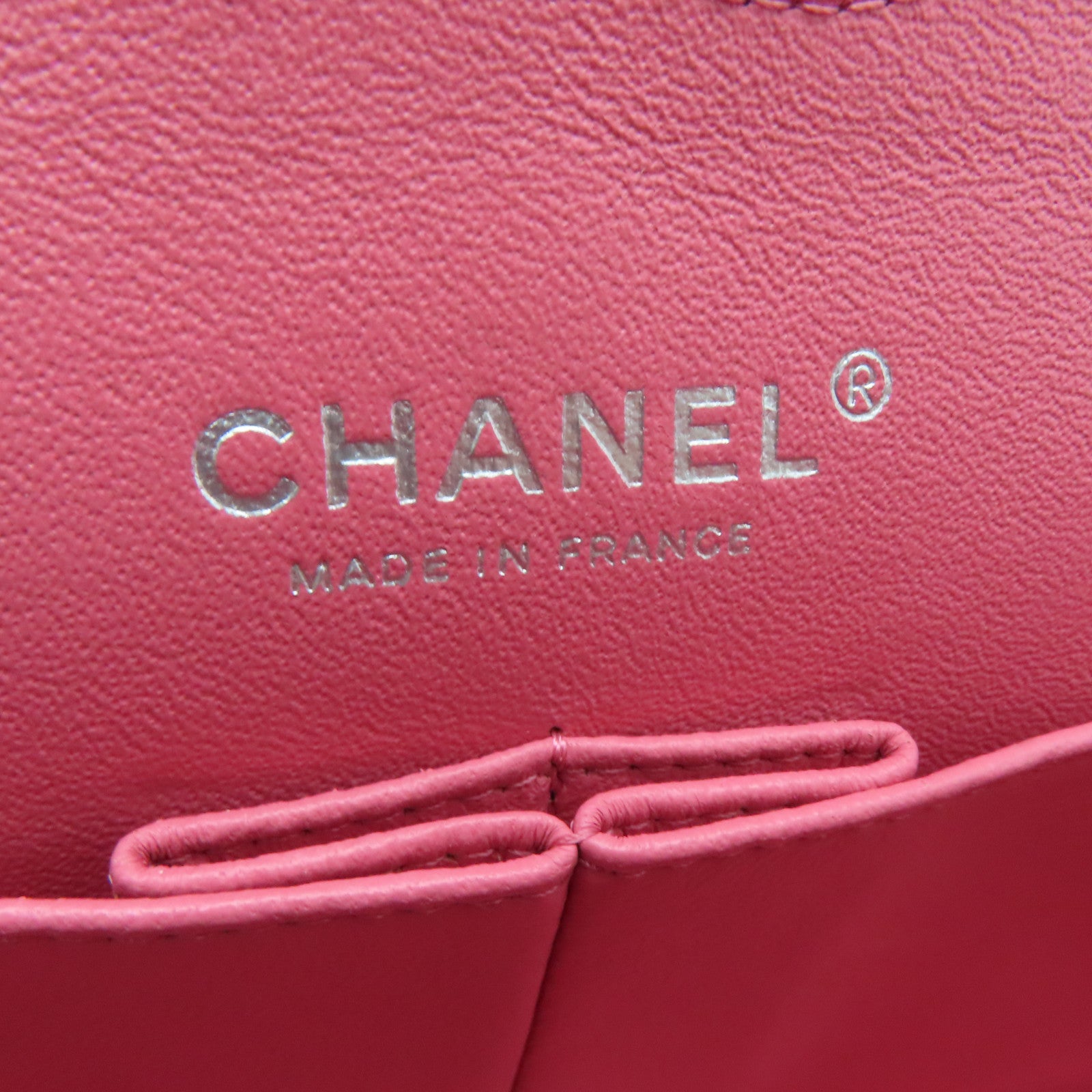 CHANEL 菱格羊皮皮革Classic 25㎝銀扣肩背袋粉紅色