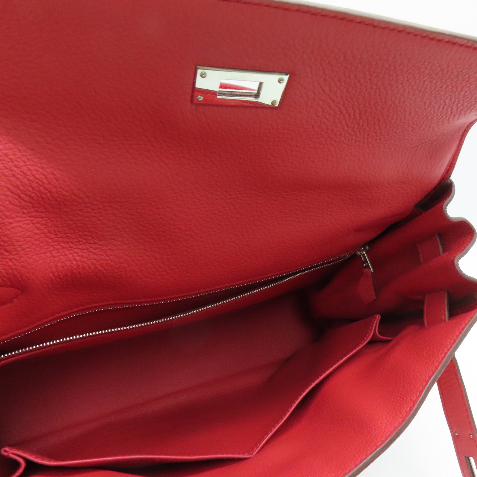 HERMES Clemence皮革Kelly 32银扣手挽肩背两用袋Rose Jaipur/蜜桃红