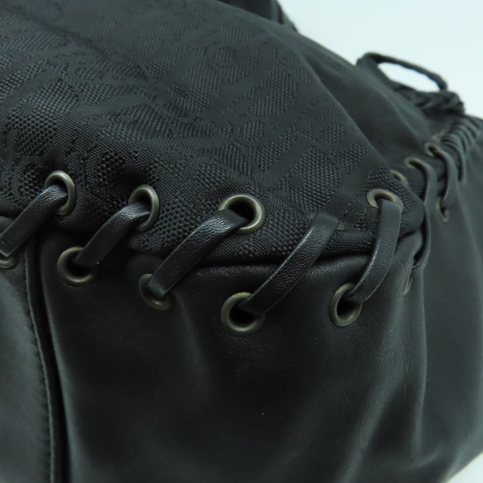 Dior 塗層帆布/皮革Tote Bag銀扣肩背袋黑色