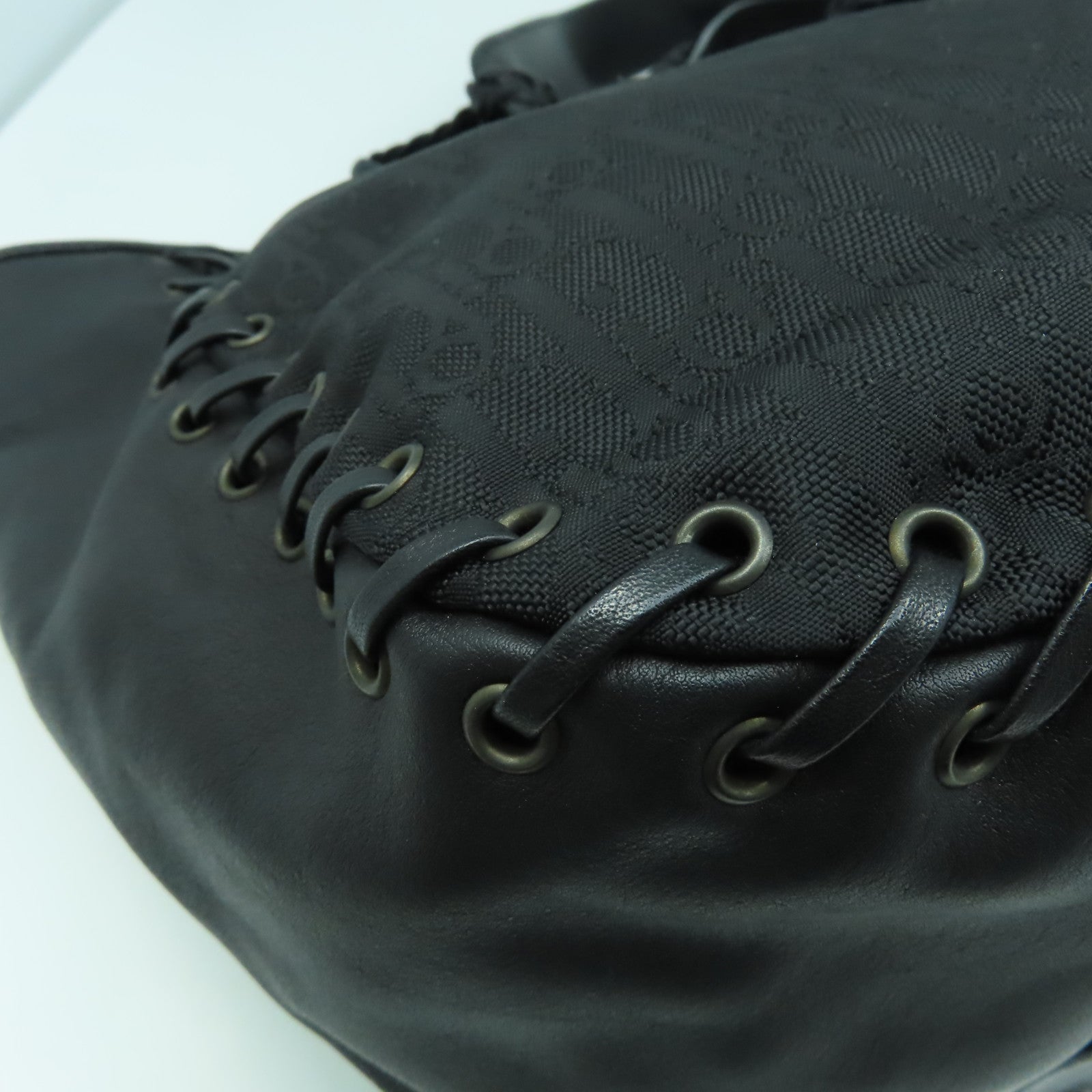 Dior 塗層帆布/皮革Tote Bag銀扣肩背袋黑色