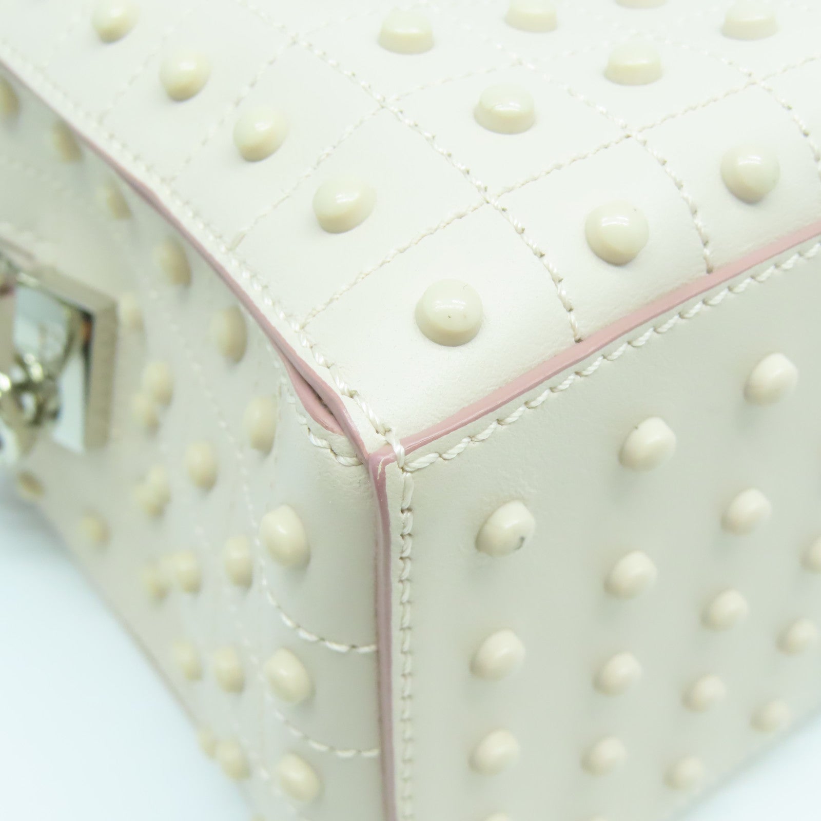 TOD’S 牛皮皮革Shoulder Bag銀扣手挽肩背兩用袋粉紅色
