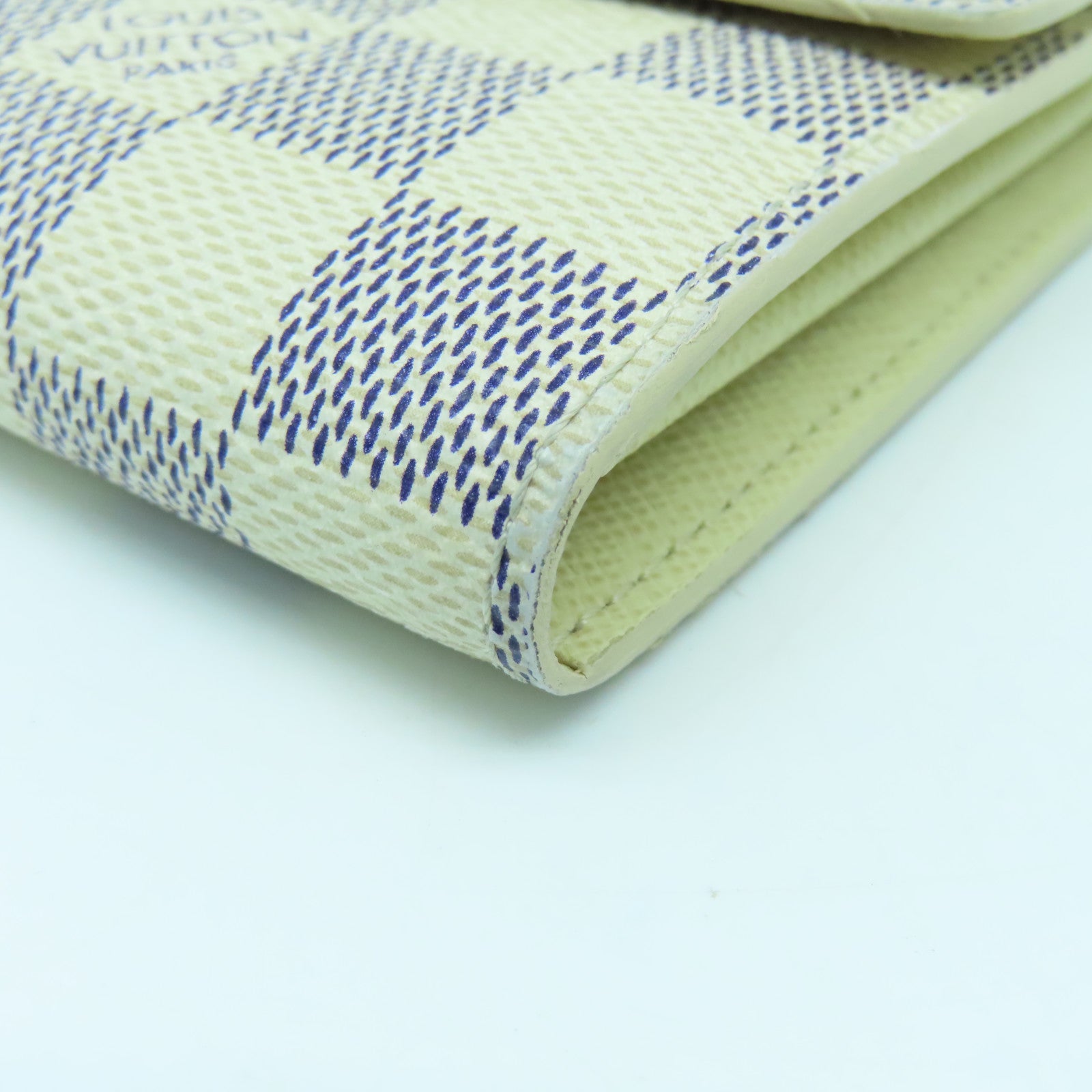 LOUIS VUITTON Damier Azur Sarah Wallet金扣长钱包米白色