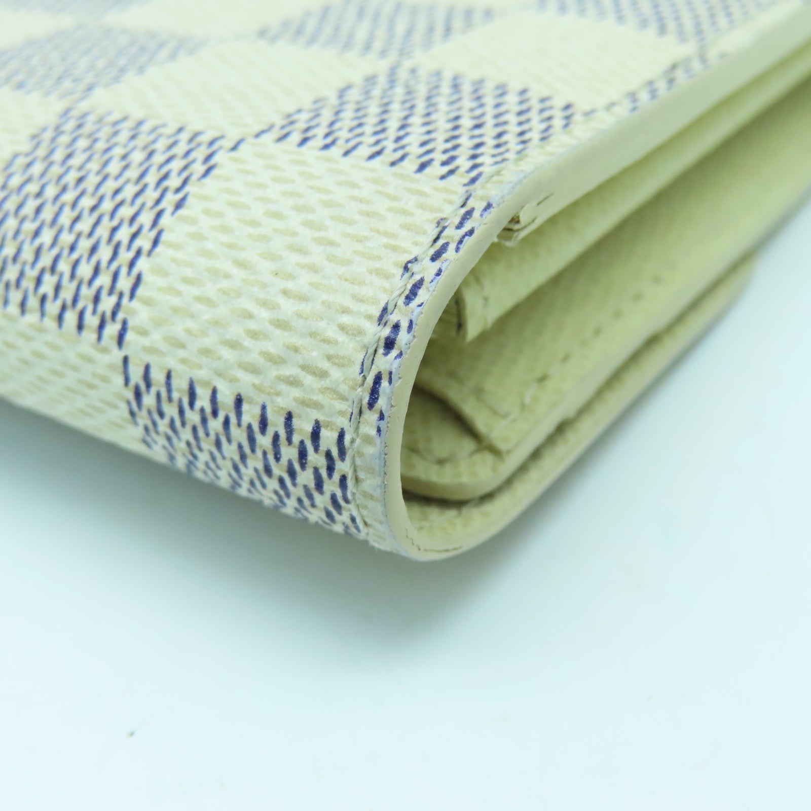 LOUIS VUITTON Damier Azur Sarah Wallet金扣长钱包米白色