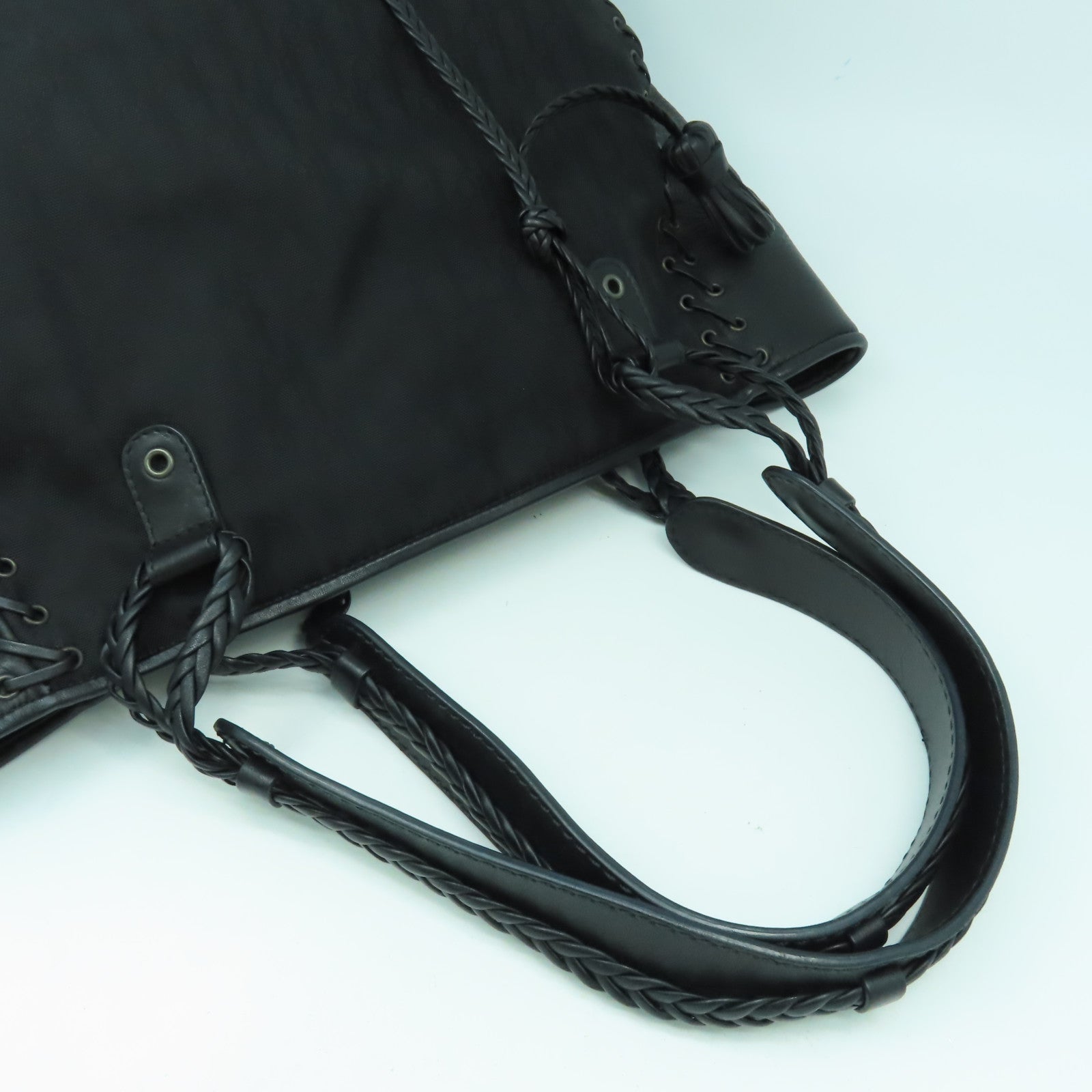Dior 塗層帆布/皮革Tote Bag銀扣肩背袋黑色