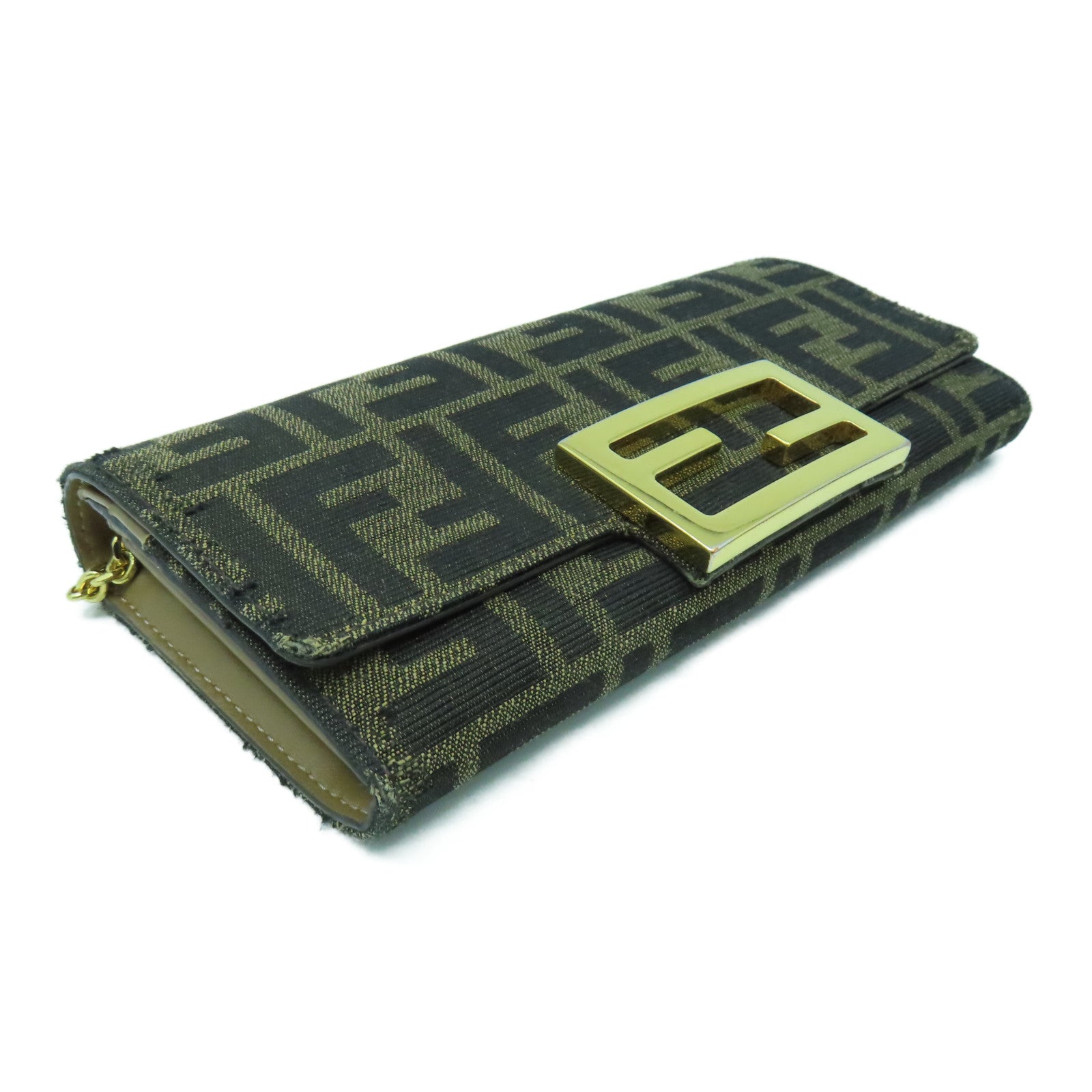 FENDI 帆布Wallet On Chain金扣鏈帶肩背袋啡色