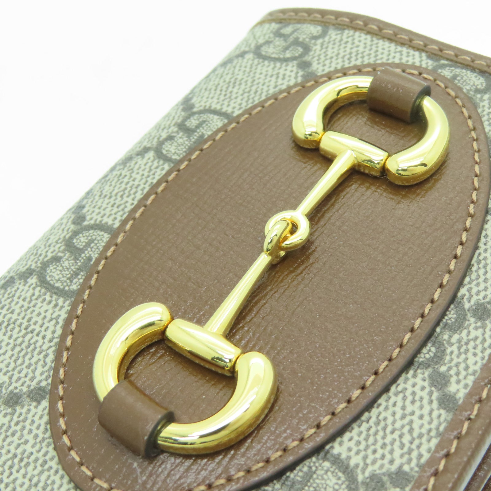 GUCCI 塗層皮革Horsebit 1955 Card Case金扣卡片套/錢包啡色