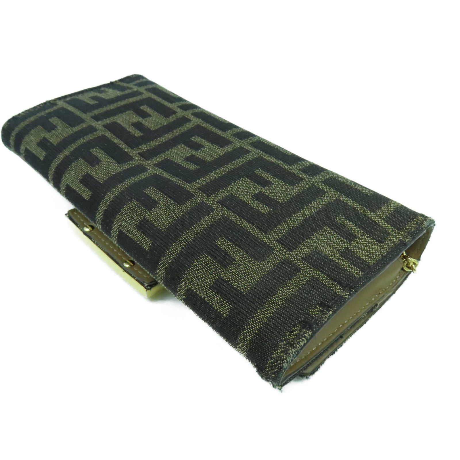 FENDI 帆布Wallet On Chain金扣鏈帶肩背袋啡色