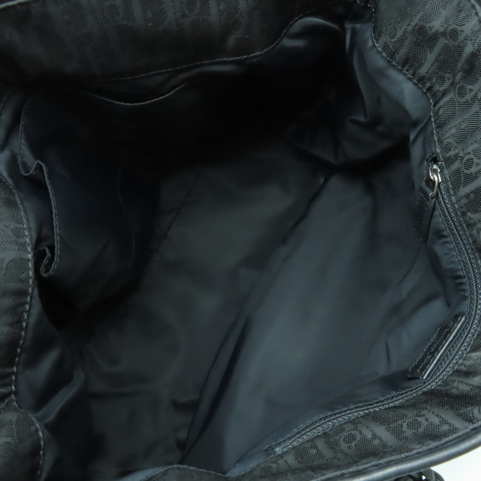 Dior 塗層帆布/皮革Tote Bag銀扣肩背袋黑色