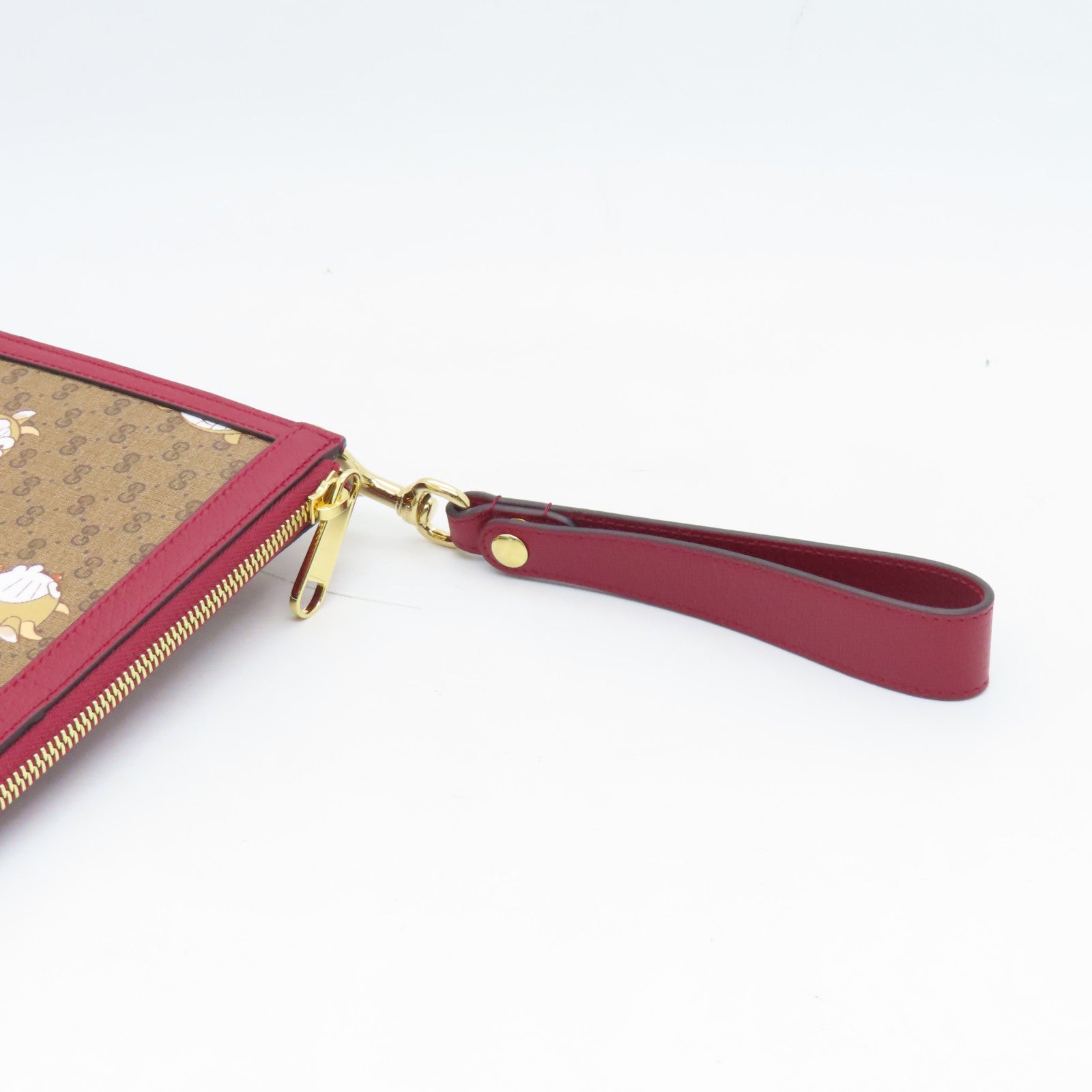 GUCCI 塗層帆布Doraemon Clutch Bag金扣手拿包啡色/紅色