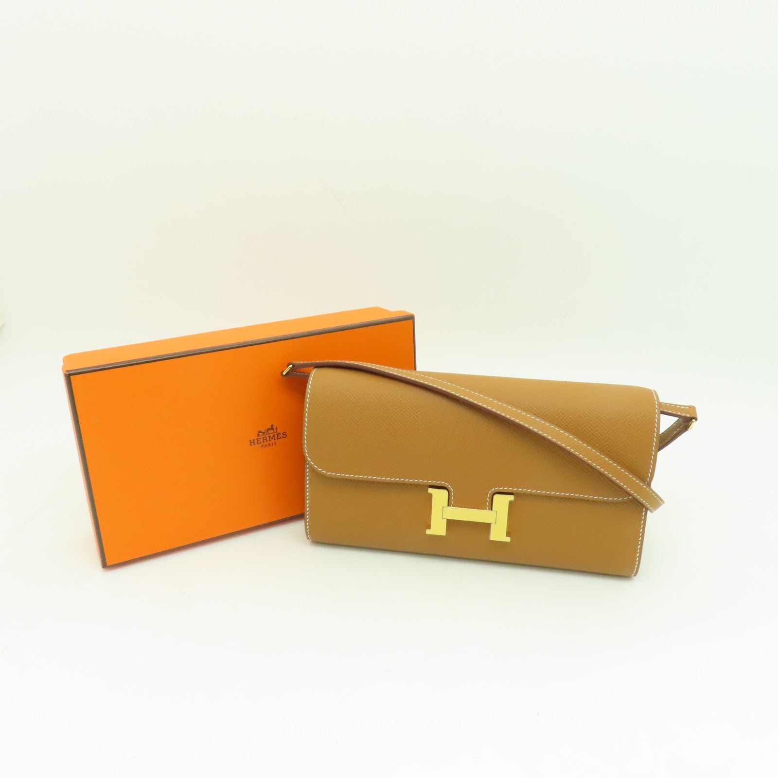 HERMES Epsom皮革Constance To Go金扣肩背袋啡色