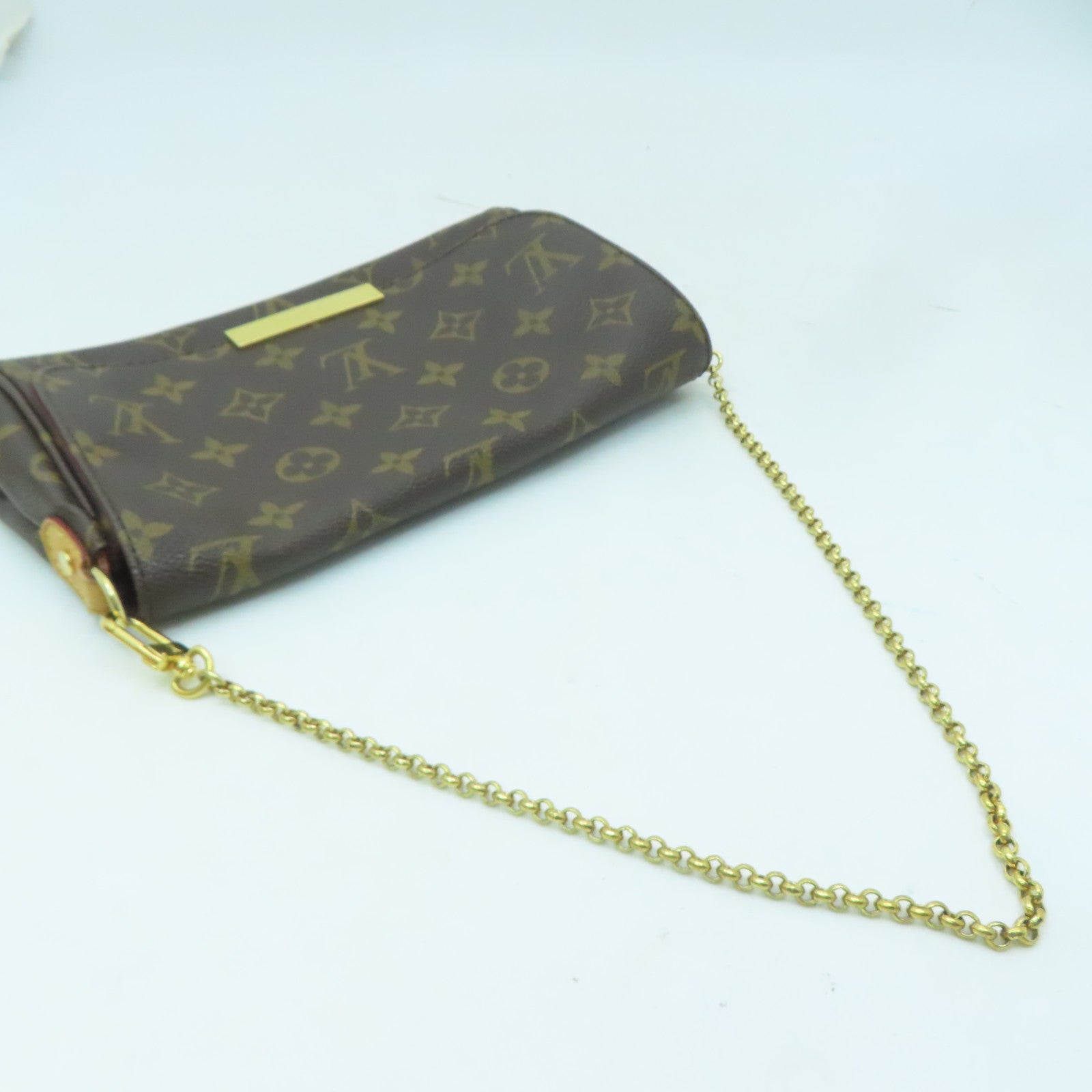 LOUIS VUITTON Monogram Favorite MM金扣鏈帶肩背袋啡色