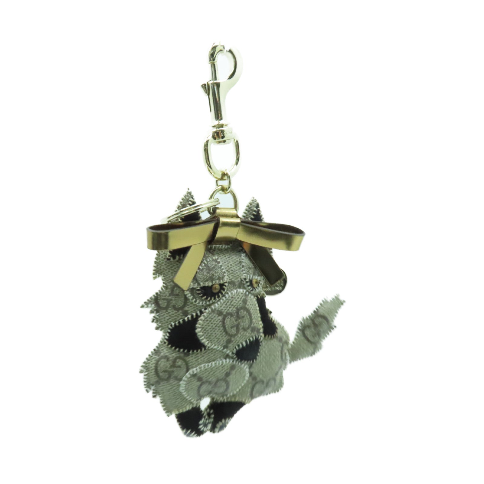 GUCCI 塗層帆布Key Charm金扣鎖匙扣灰色/黑色/金色