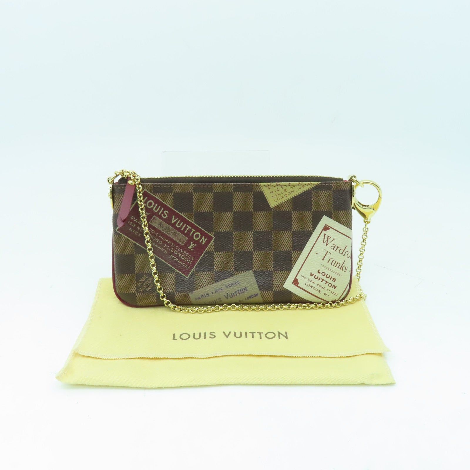 LOUIS VUITTON Damier Chain Pouch金扣鏈帶肩背袋啡色