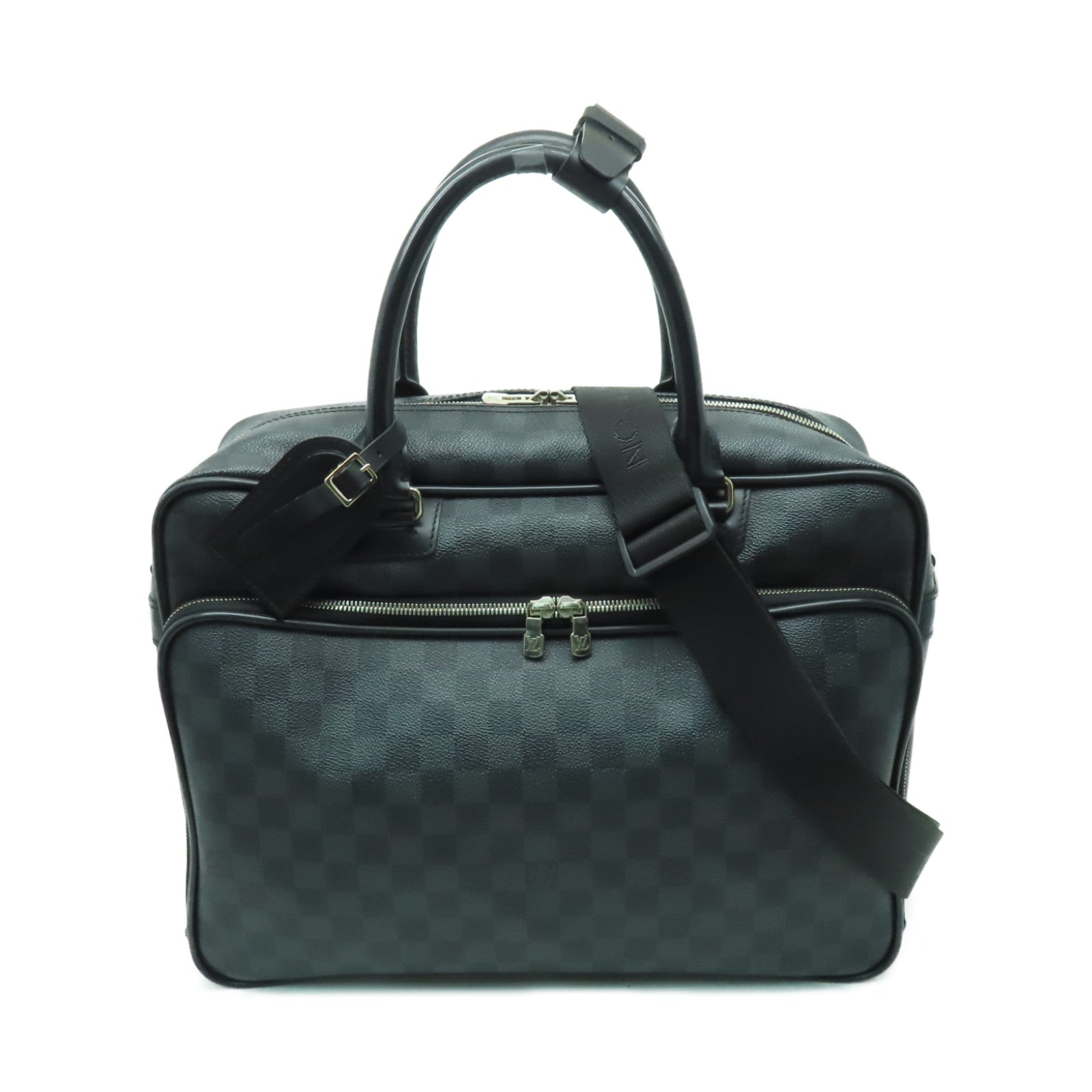 LOUIS VUITTON Damier Graphite Icare銀扣公事包/手挽肩背兩用袋黑色